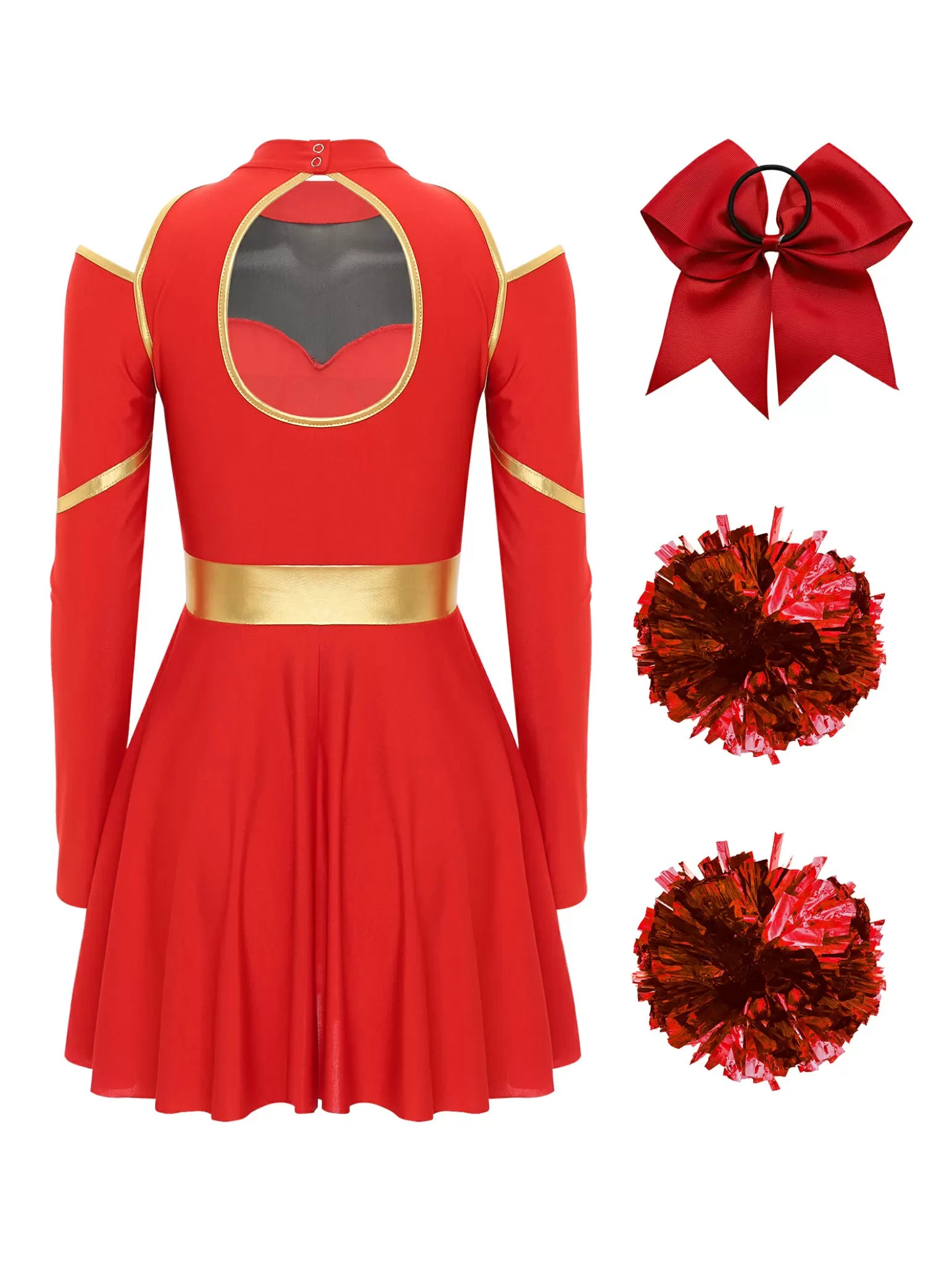 Women Cold Shoulders Dress with Headband Cheerleading Outfits