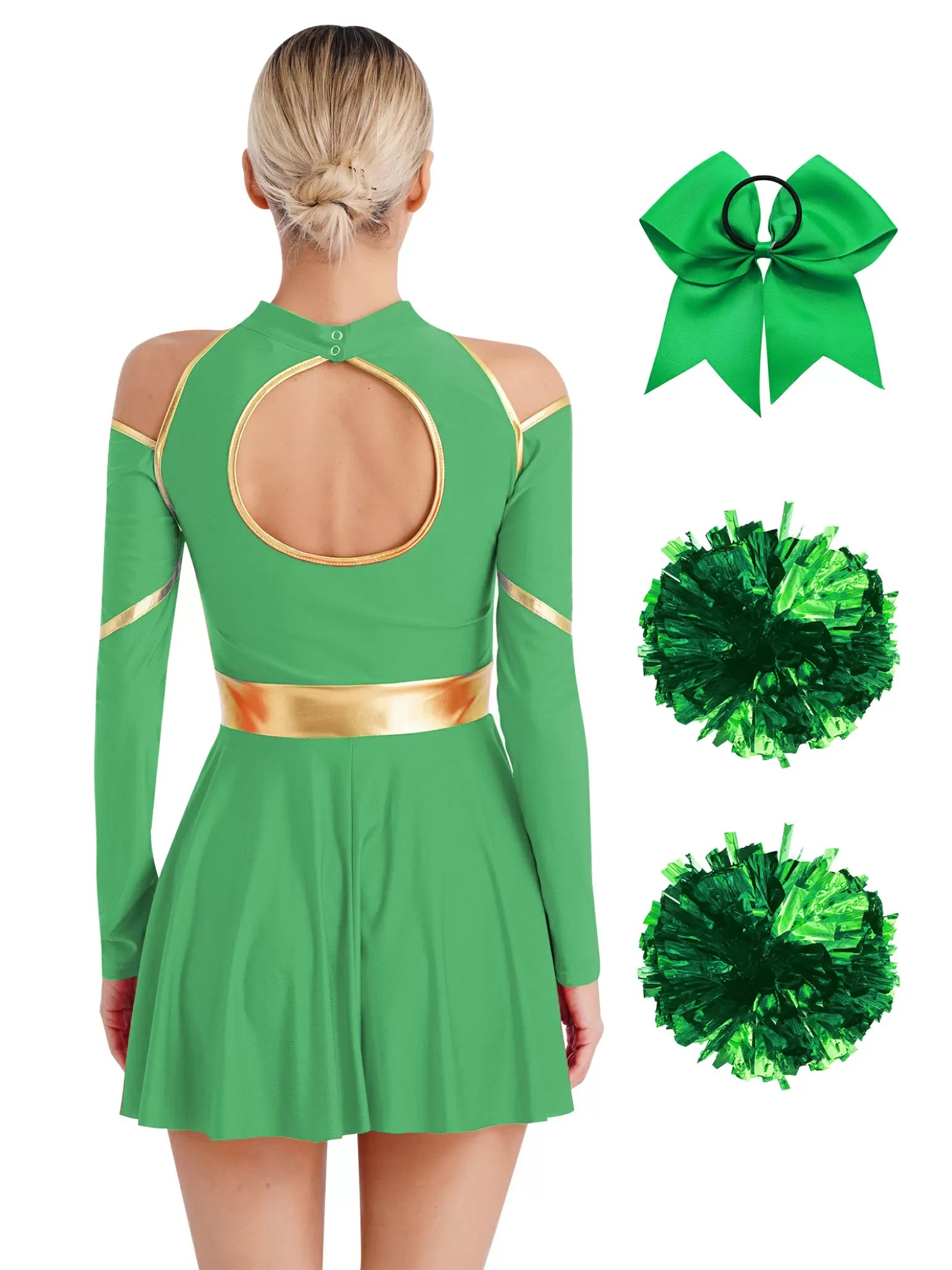 Women Cold Shoulders Dress with Headband Cheerleading Outfits