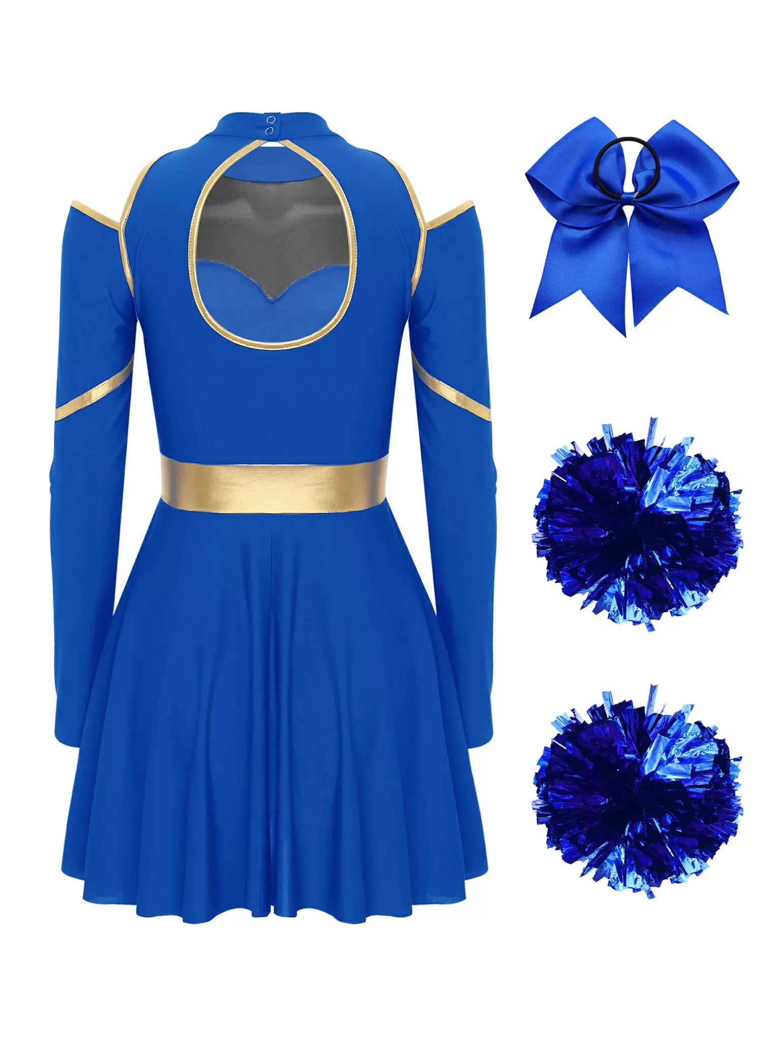 Women Cold Shoulders Dress with Headband Cheerleading Outfits