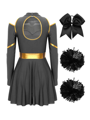 Women Cold Shoulders Dress with Headband Cheerleading Outfits