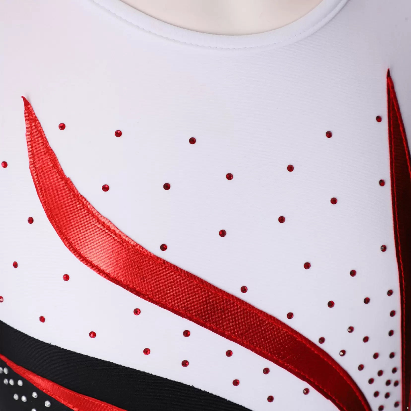 Kids Girls Long Sleeve Round Neckline Rhinestones Gymnastic Leotard