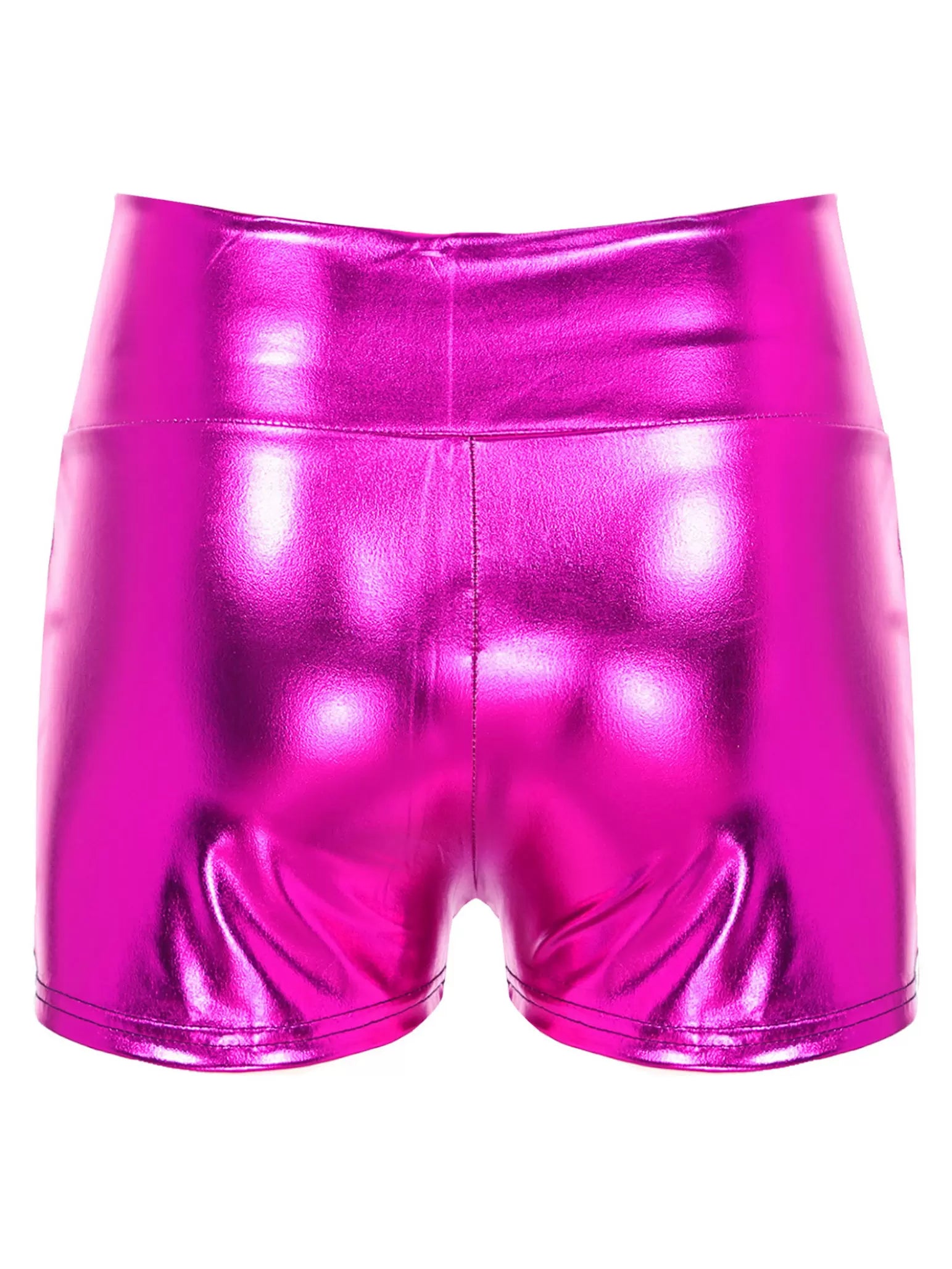 Women Metallic Shiny Patent Leather High Waist Jazz Dance Shorts