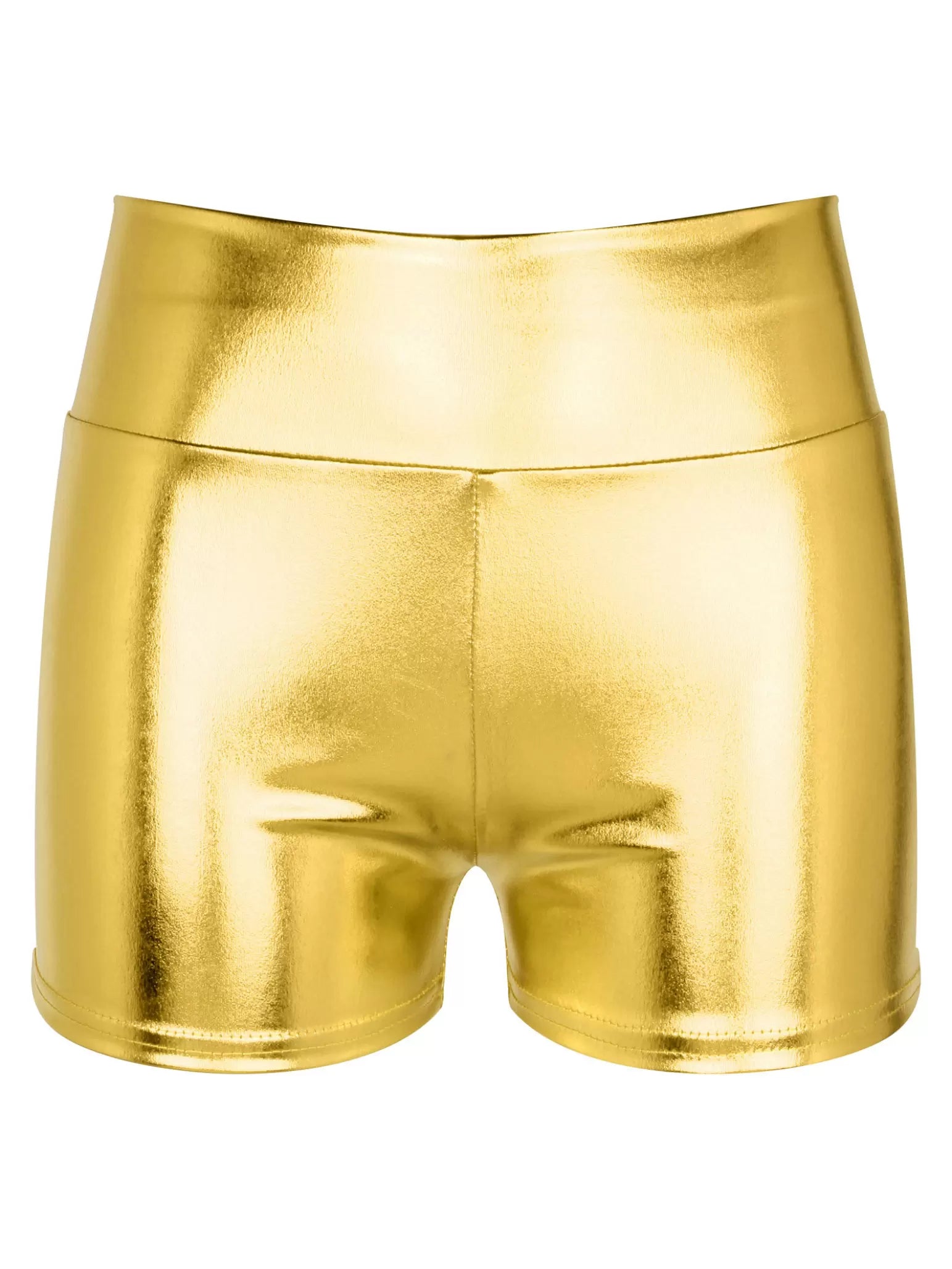 Women Metallic Shiny Patent Leather High Waist Jazz Dance Shorts