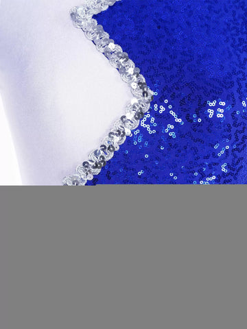 Women Sleeveless Sequin Colorblock Figure Skating Leotard Dress