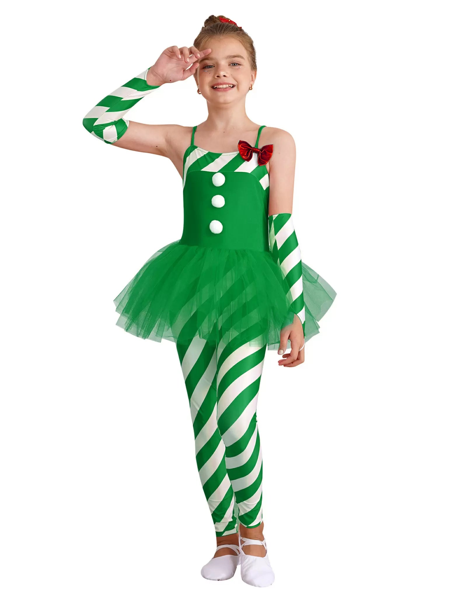 Kids Girls Sleeveless Stripes Tulle Peplum Jumpsuit with Arm Sleeves