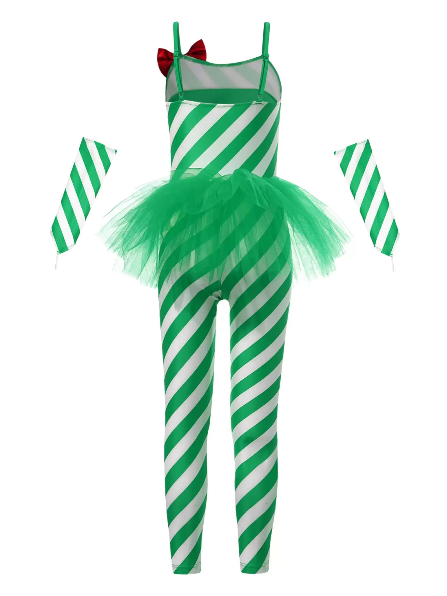 Kids Girls Sleeveless Stripes Tulle Peplum Jumpsuit with Arm Sleeves