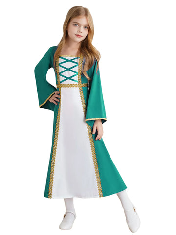 Kids Girls Long Sleeve Medieval Renaissance Royalty Princess Dress