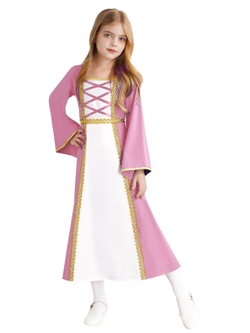 Kids Girls Long Sleeve Medieval Renaissance Royalty Princess Dress