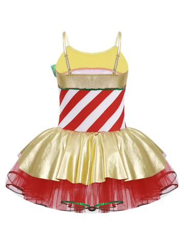 Kids Girls Christmas Sleeveless Sequins Bowknot Mesh Tutu Dress