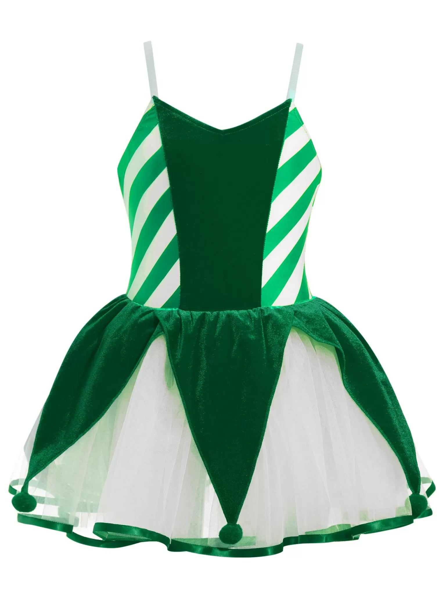 Kids Girls Christmas Sleeveless Stripe Mesh Tutu Dress