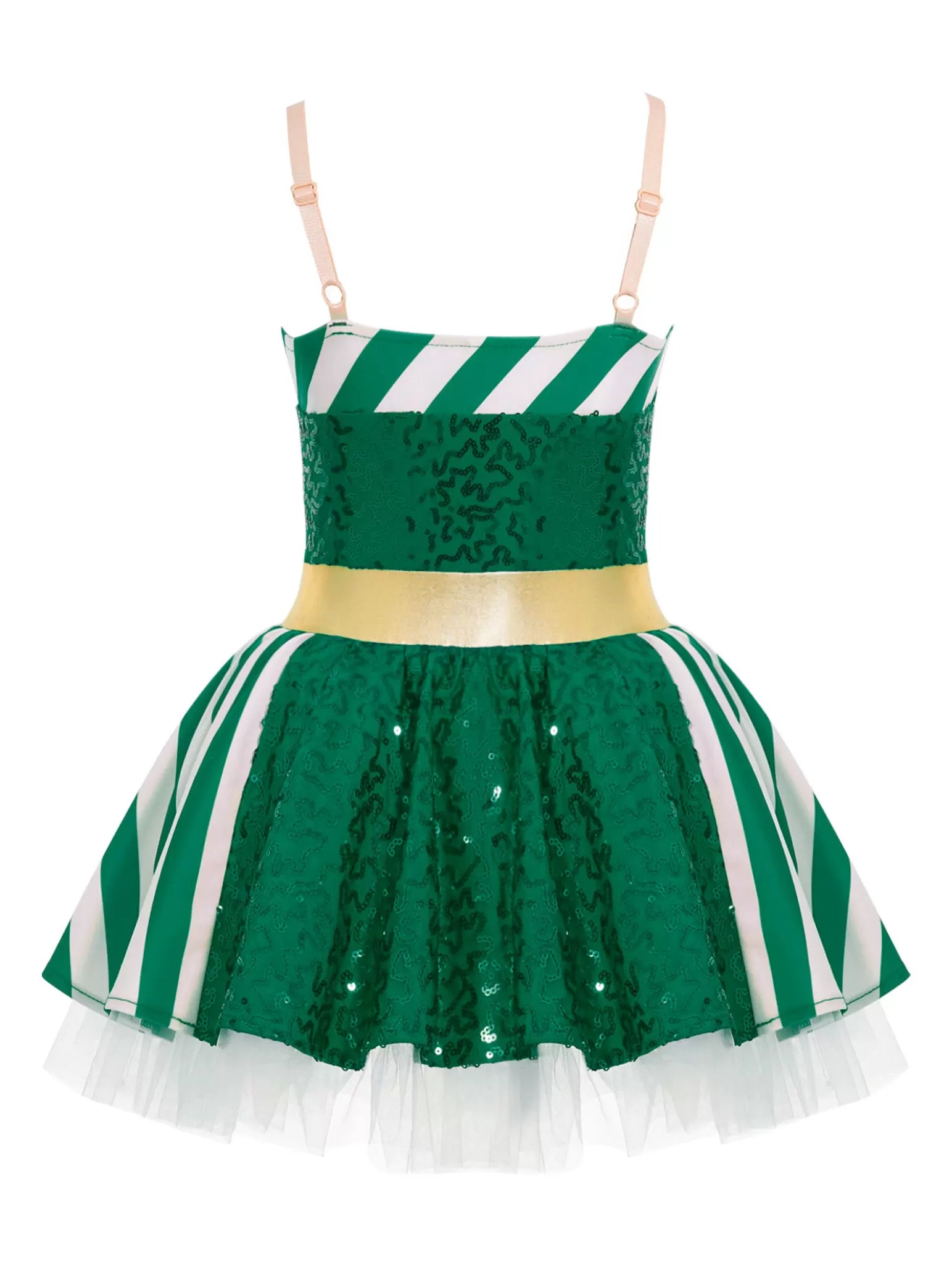 Kids Girls Christmas Sleeveless Striped Sequin Tutu Dress