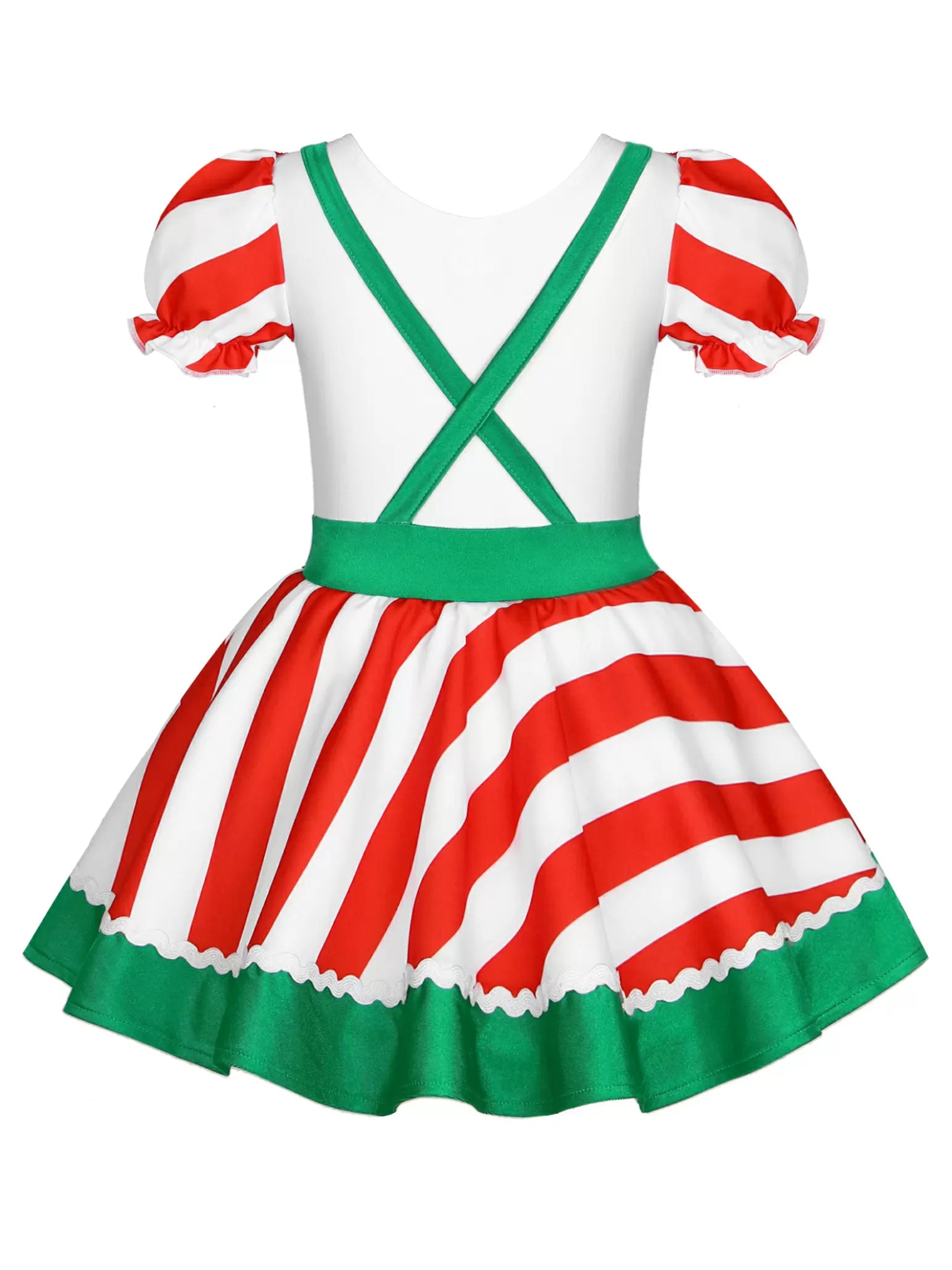 Kids Girls Christmas Short Sleeve Stripe Bowknot Dress