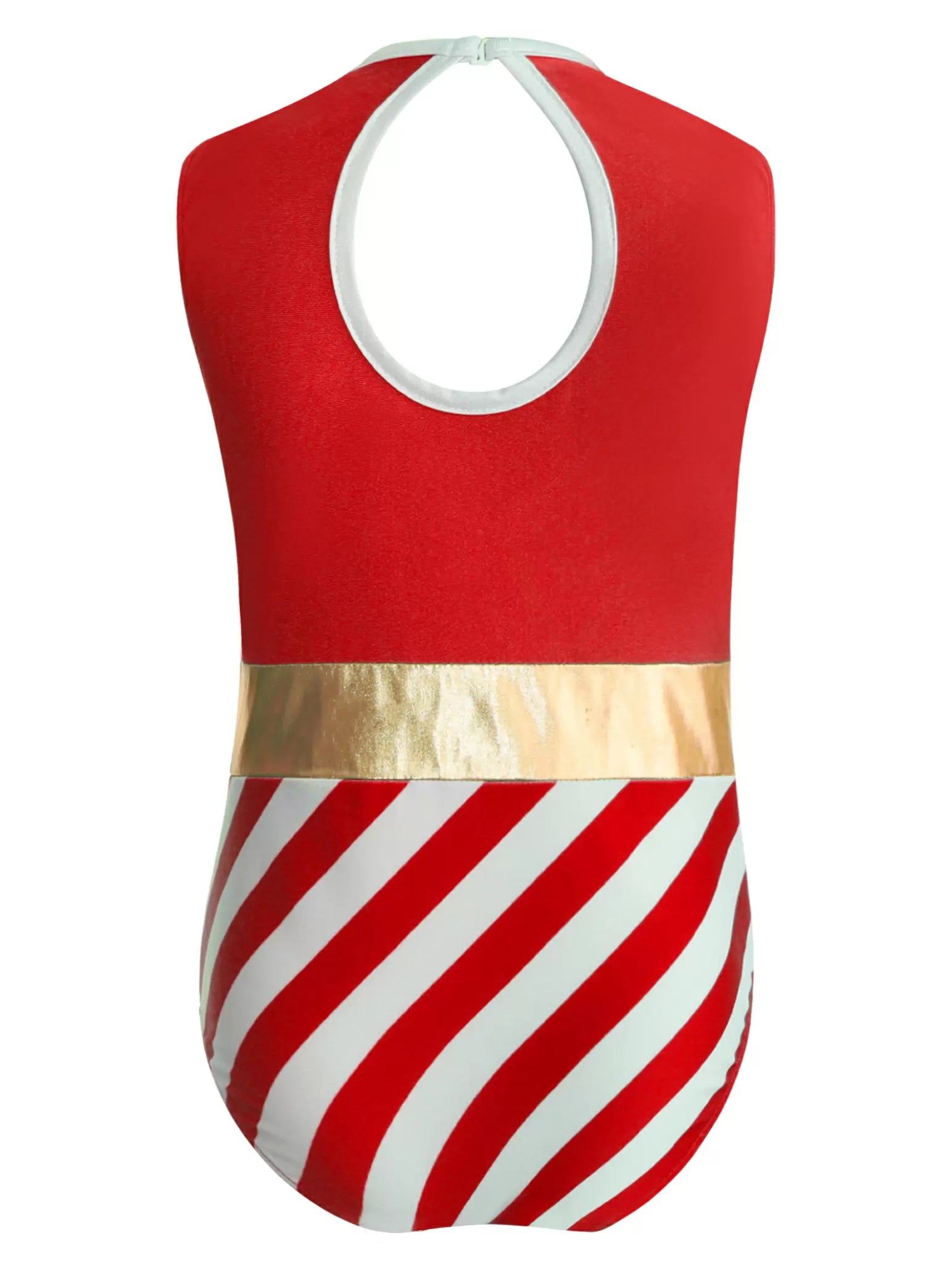 Kids Girls Christmas Sleeveless Sequins Stripes Dance Leotard