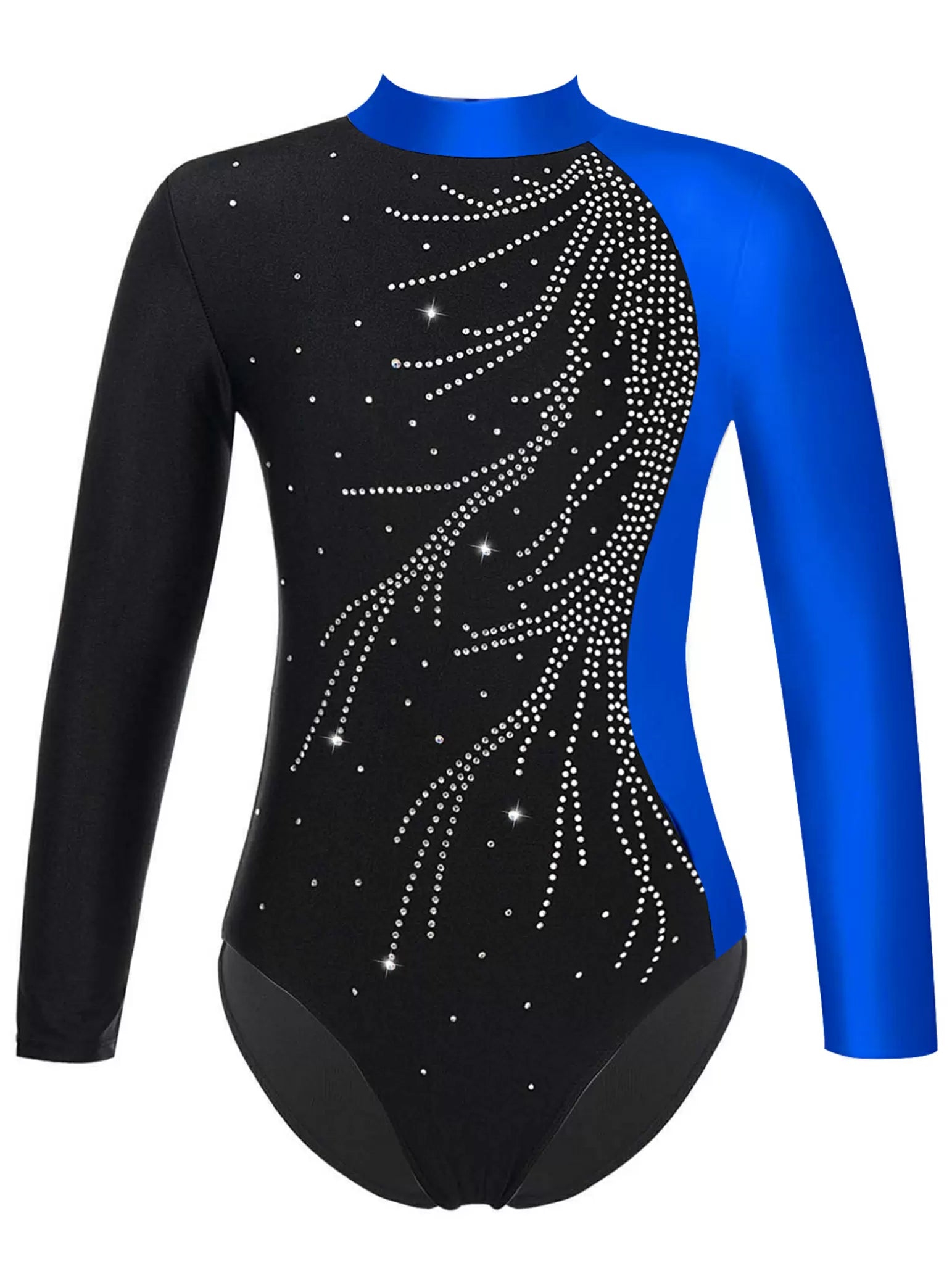 Kids Girls Long Sleeve Rhinestone Leotard and Shorts Gymnastic Outfits