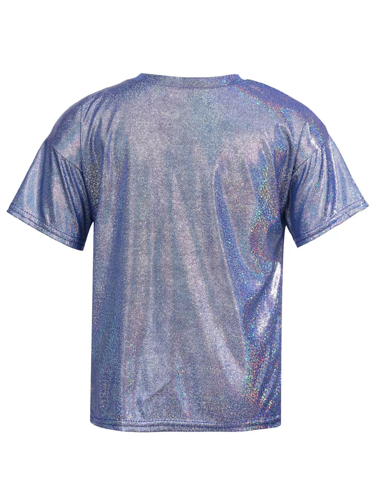 Kids Short Sleeve Sparkly Metallic Jazz Dance T-shirt