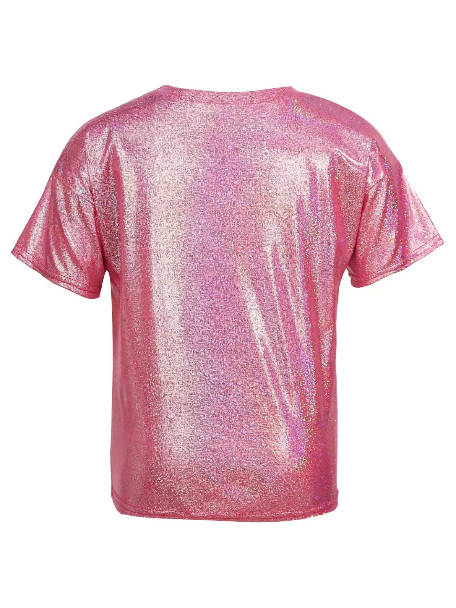 Kids Short Sleeve Sparkly Metallic Jazz Dance T-shirt