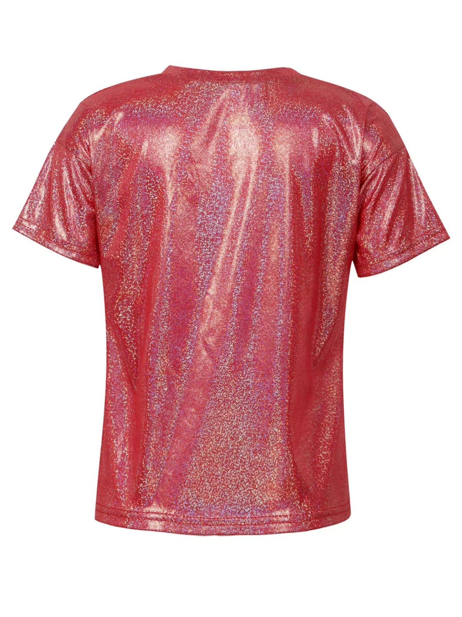 Kids Short Sleeve Sparkly Metallic Jazz Dance T-shirt