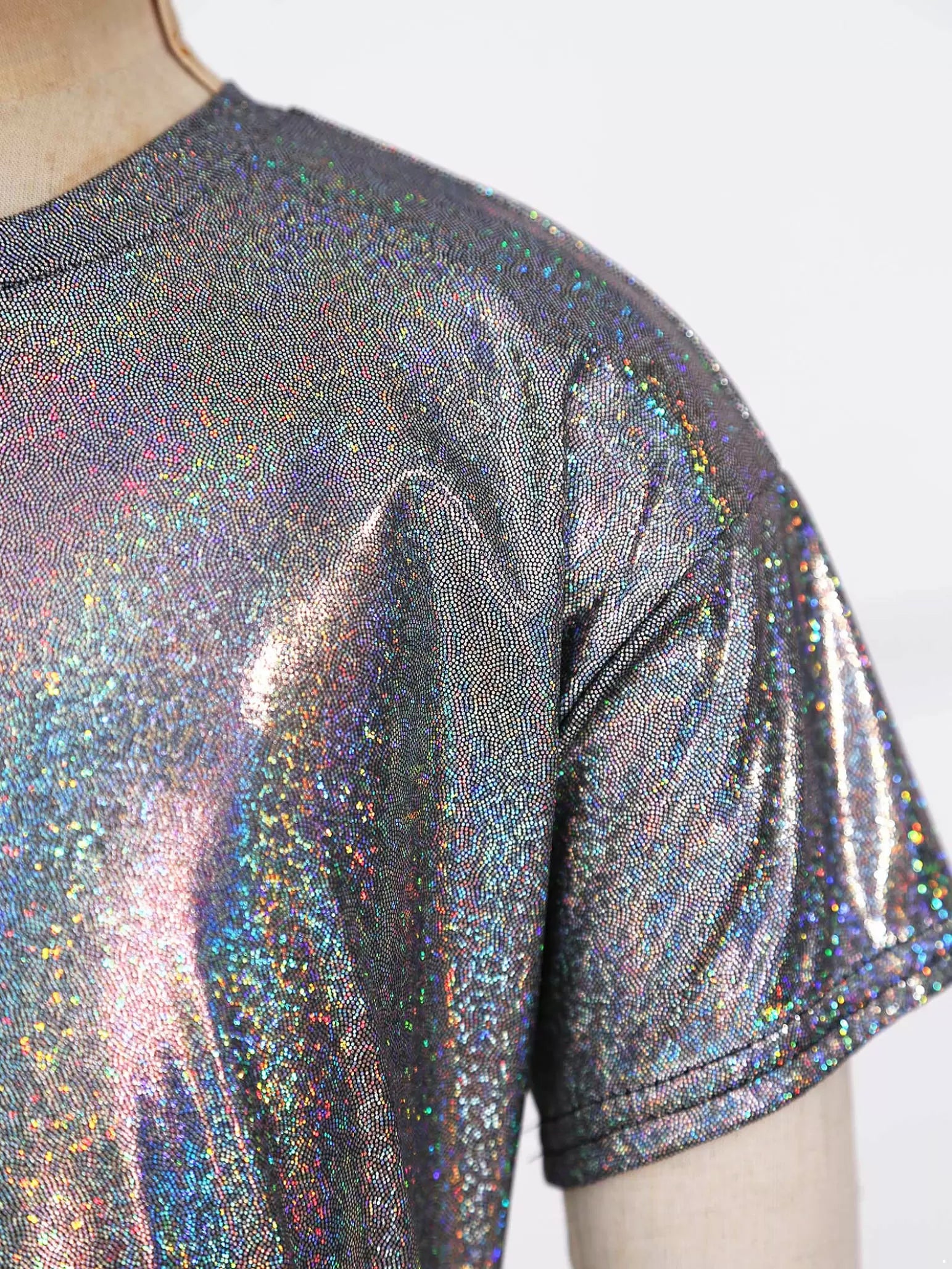 Kids Short Sleeve Sparkly Metallic Jazz Dance T-shirt