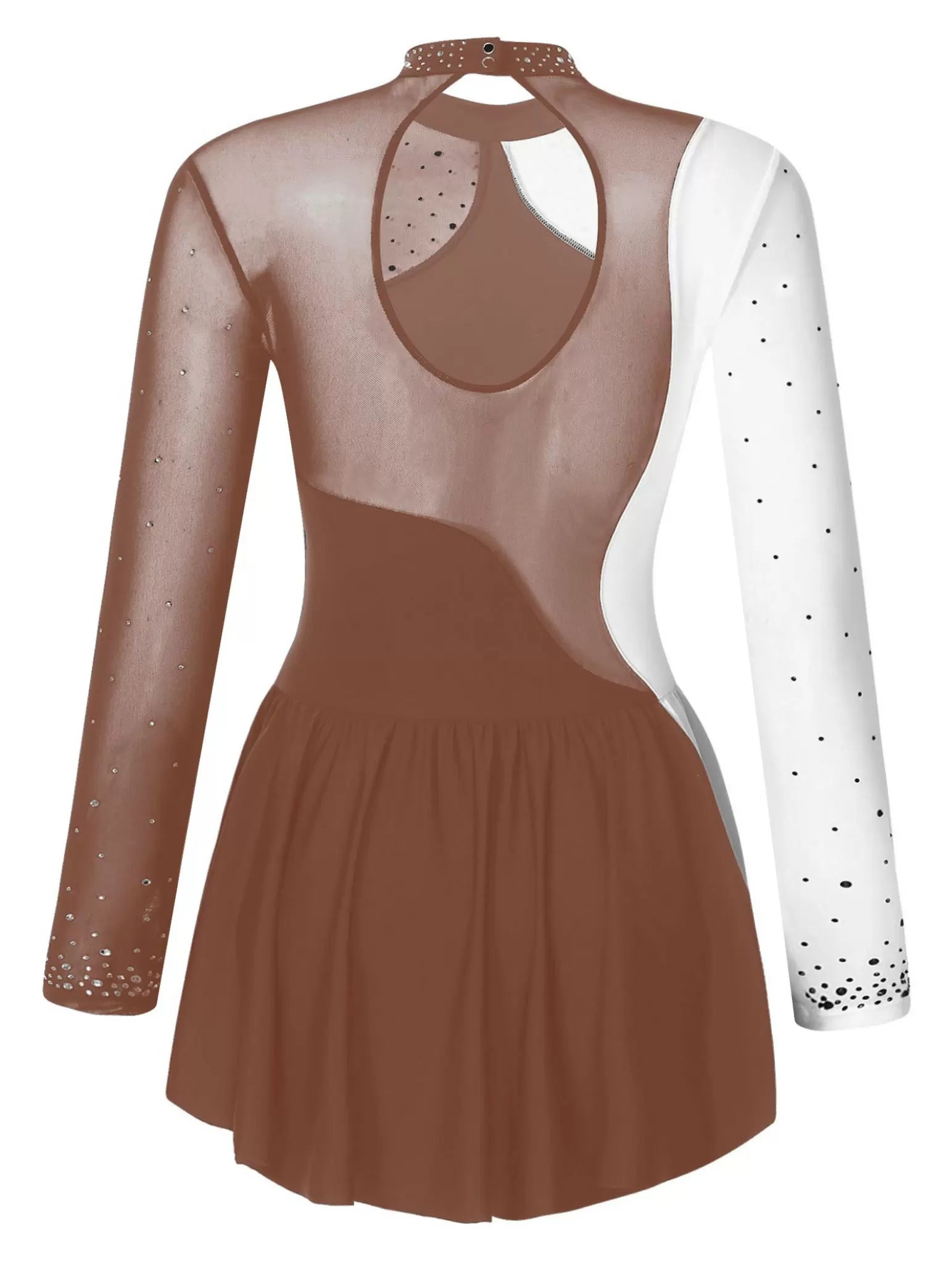 Women Long Sleeve Sparkly Rhinestone Figure Skating Leotard Dress