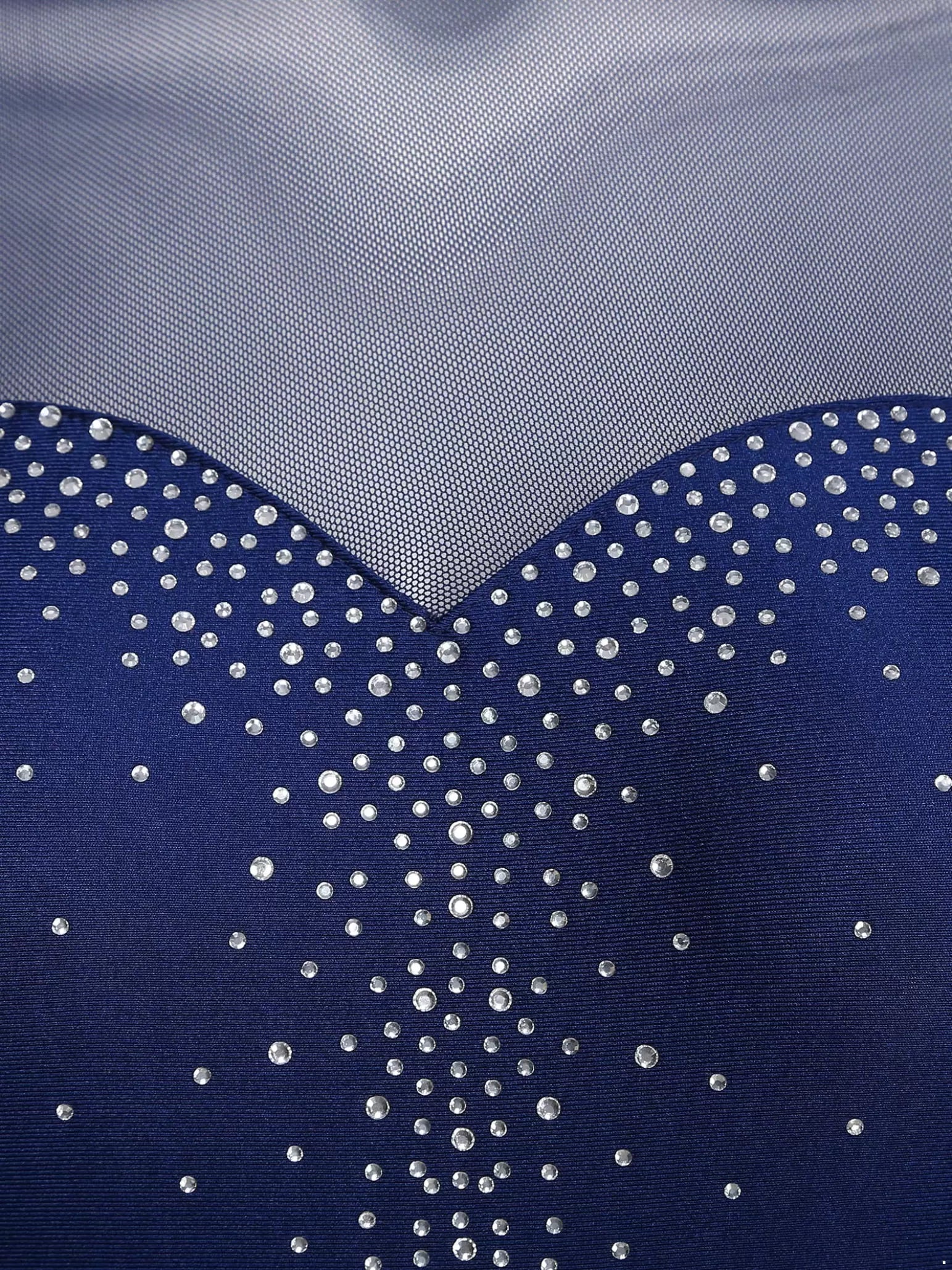 Women Long Sleeve Round Neck Rhinestones Gymnastics Unitards