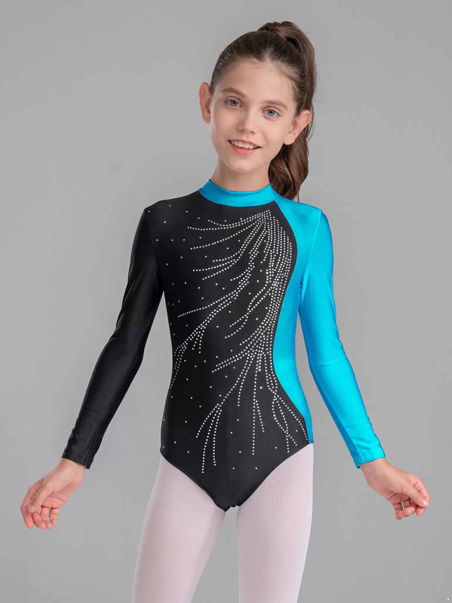 Kids Girls Long Sleeve Gymnastics Leotard Dance Ice Skating Bodysuit