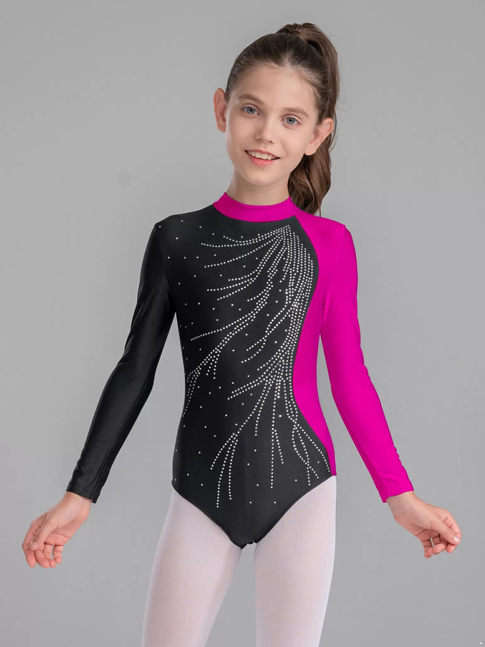 Kids Girls Long Sleeve Gymnastics Leotard Dance Ice Skating Bodysuit