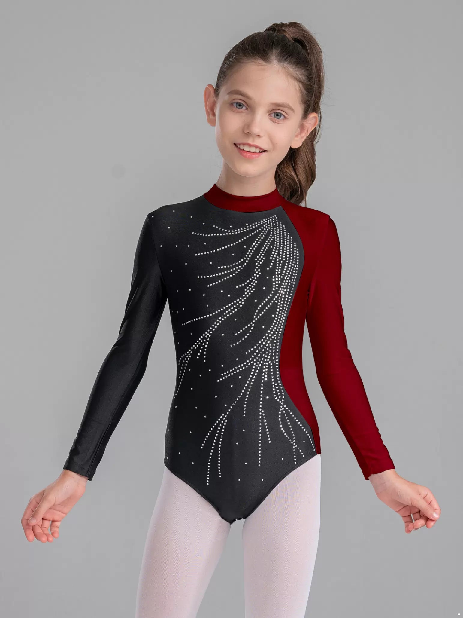 Kids Girls Long Sleeve Gymnastics Leotard Dance Ice Skating Bodysuit