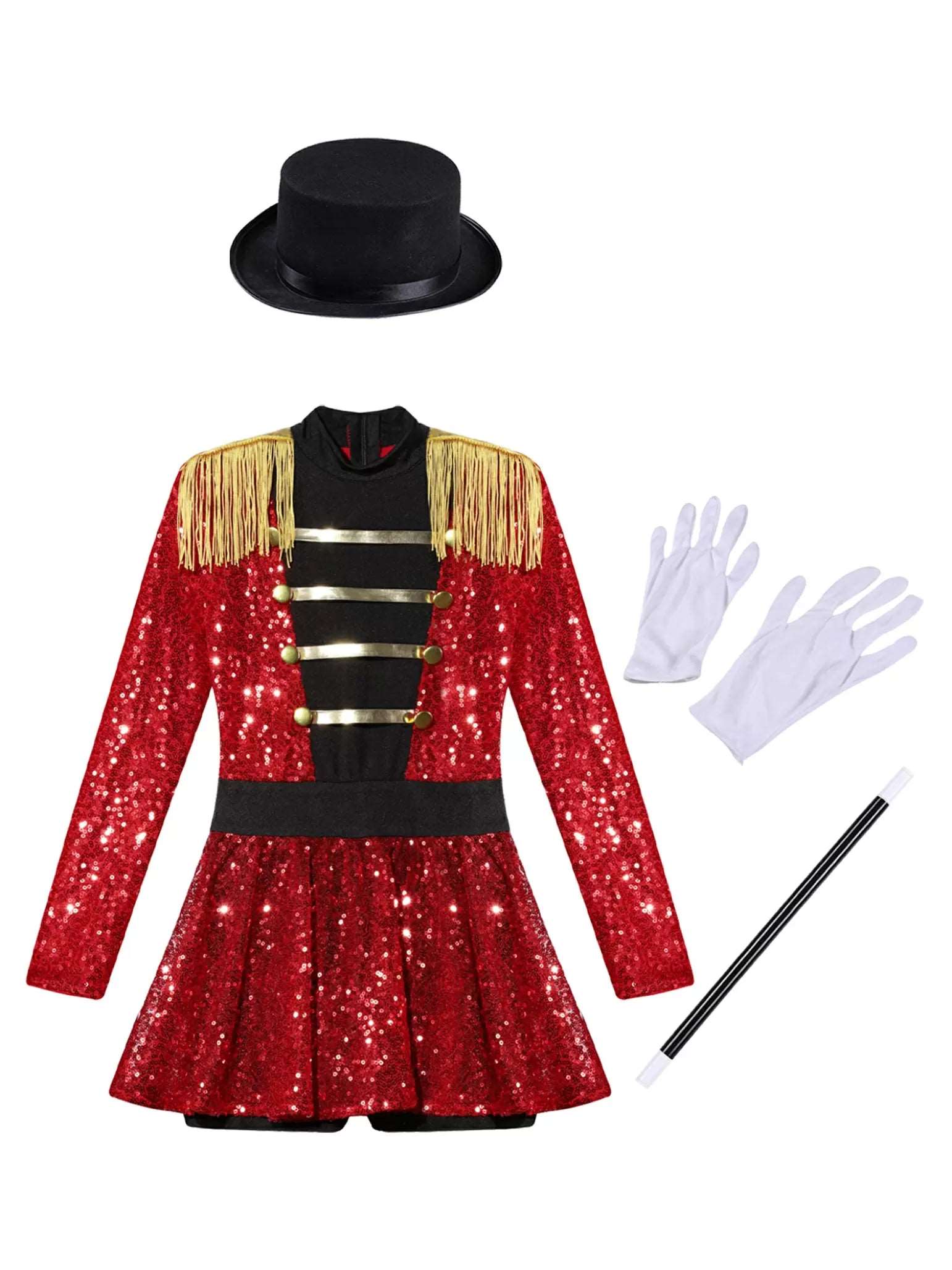 Girls Circus Ringmaster Costume Trapeze Show Dress up Outfit