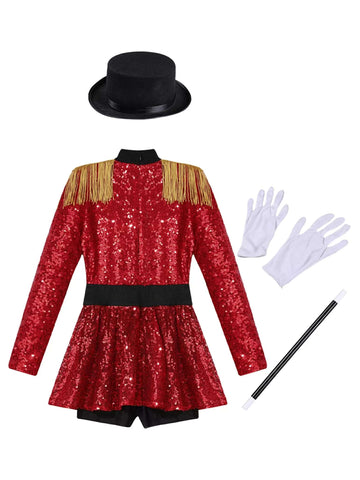 Girls Circus Ringmaster Costume Trapeze Show Dress up Outfit