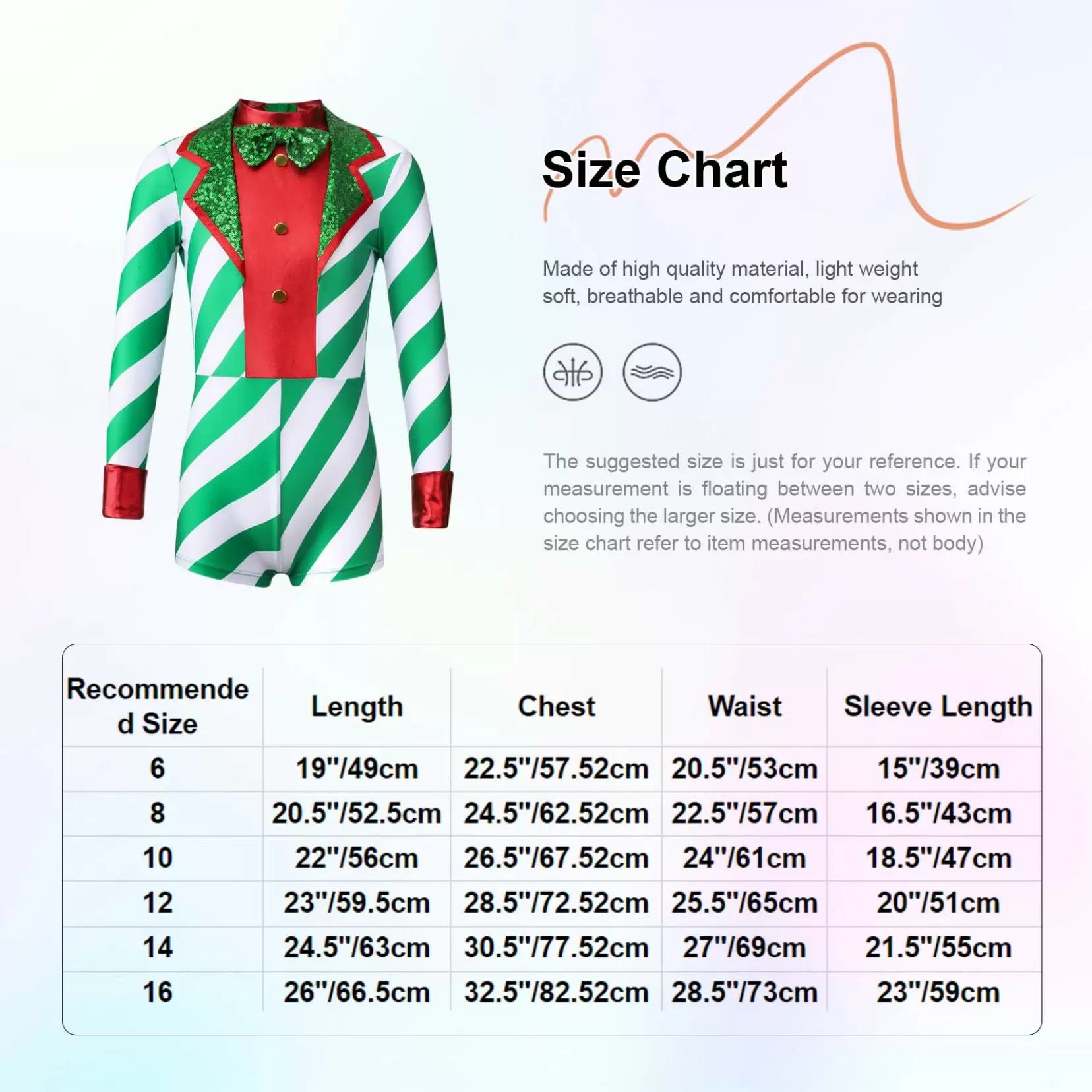 Girls Christmas Candy Cane Costume One Piece Striped Leotard Jumpsuit