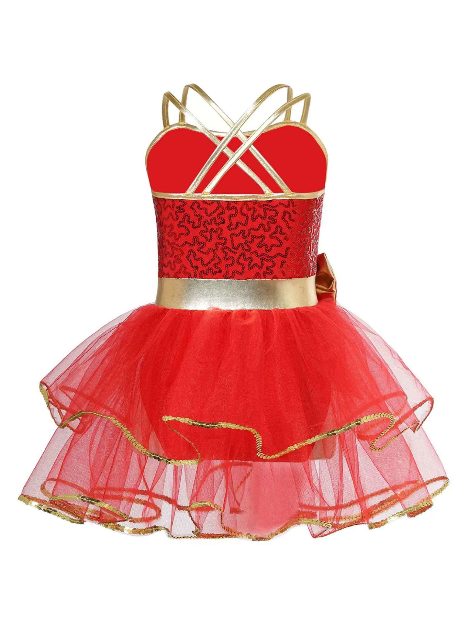 Girls Shiny Sequins Christmas Dance Tutu Dress Leotard Dancewear