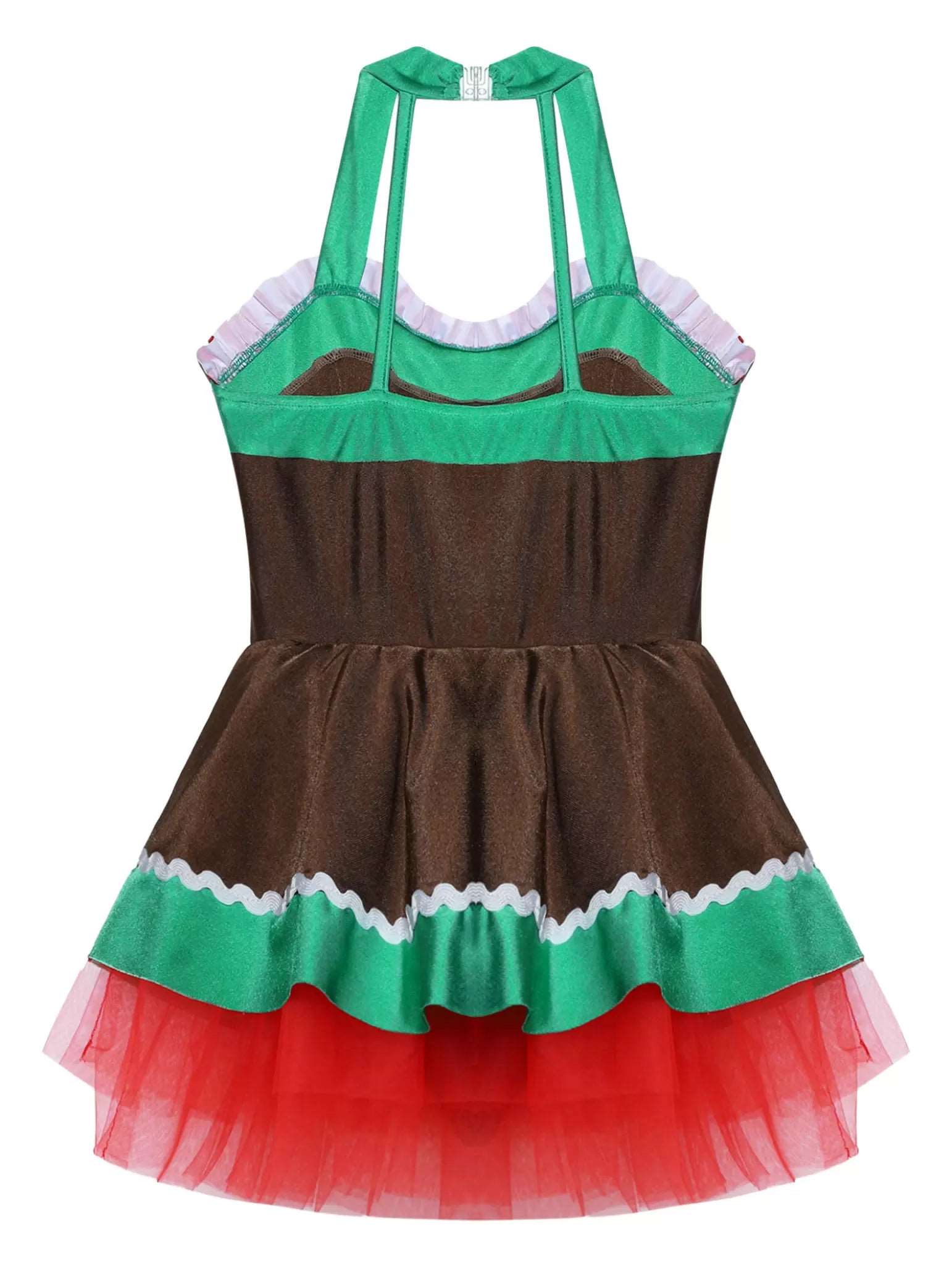 Girls Christmas Gingerbread Man Costume Xmas Dance Tutu Dress