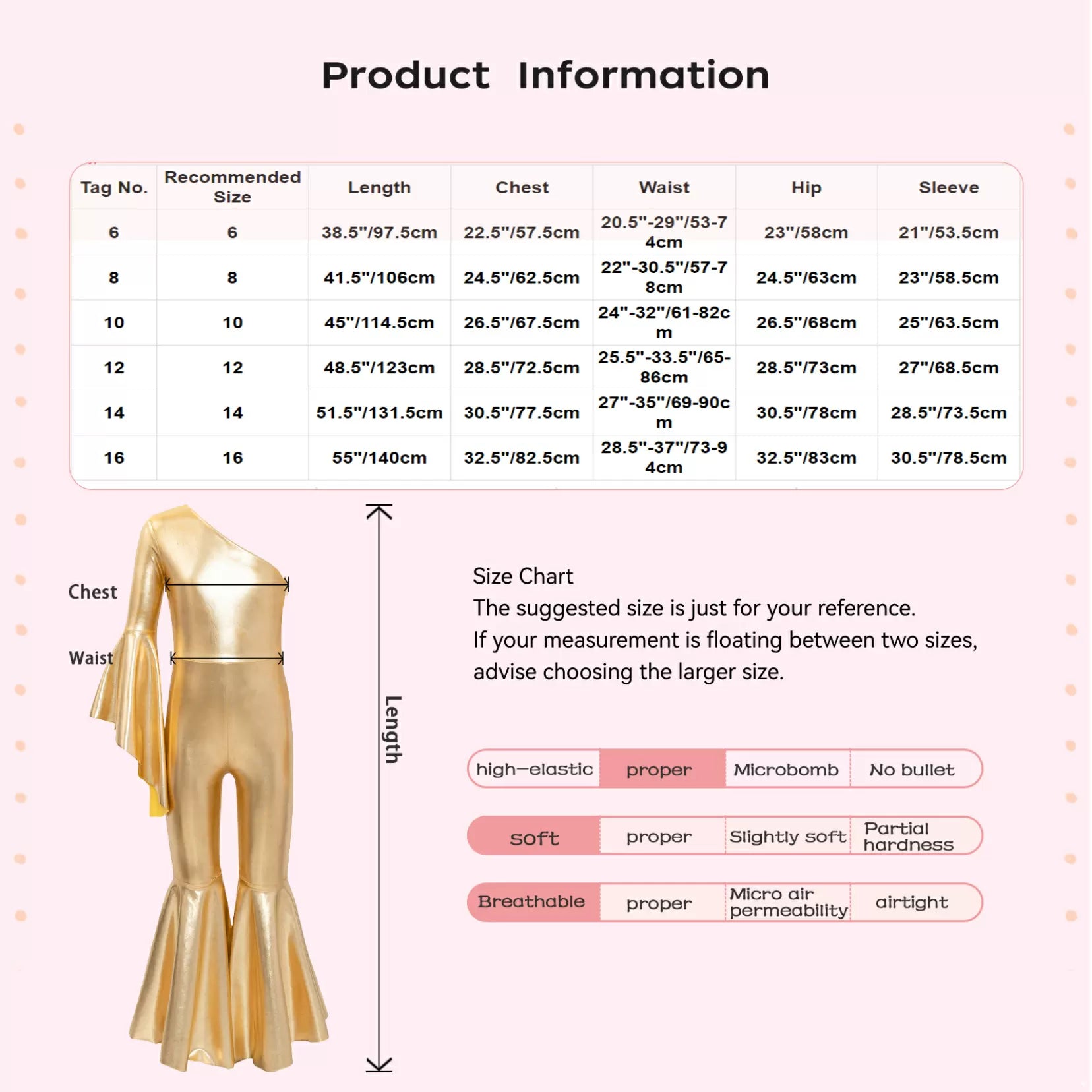 Kids Girls Glossy Metallic Bell-Bottom One Shoulder Dance Jumpsuit