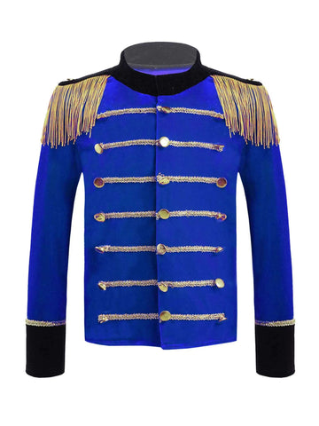 Kids Boys Velvet Drum and Trumpet Team Honor Guard Uniform Coats