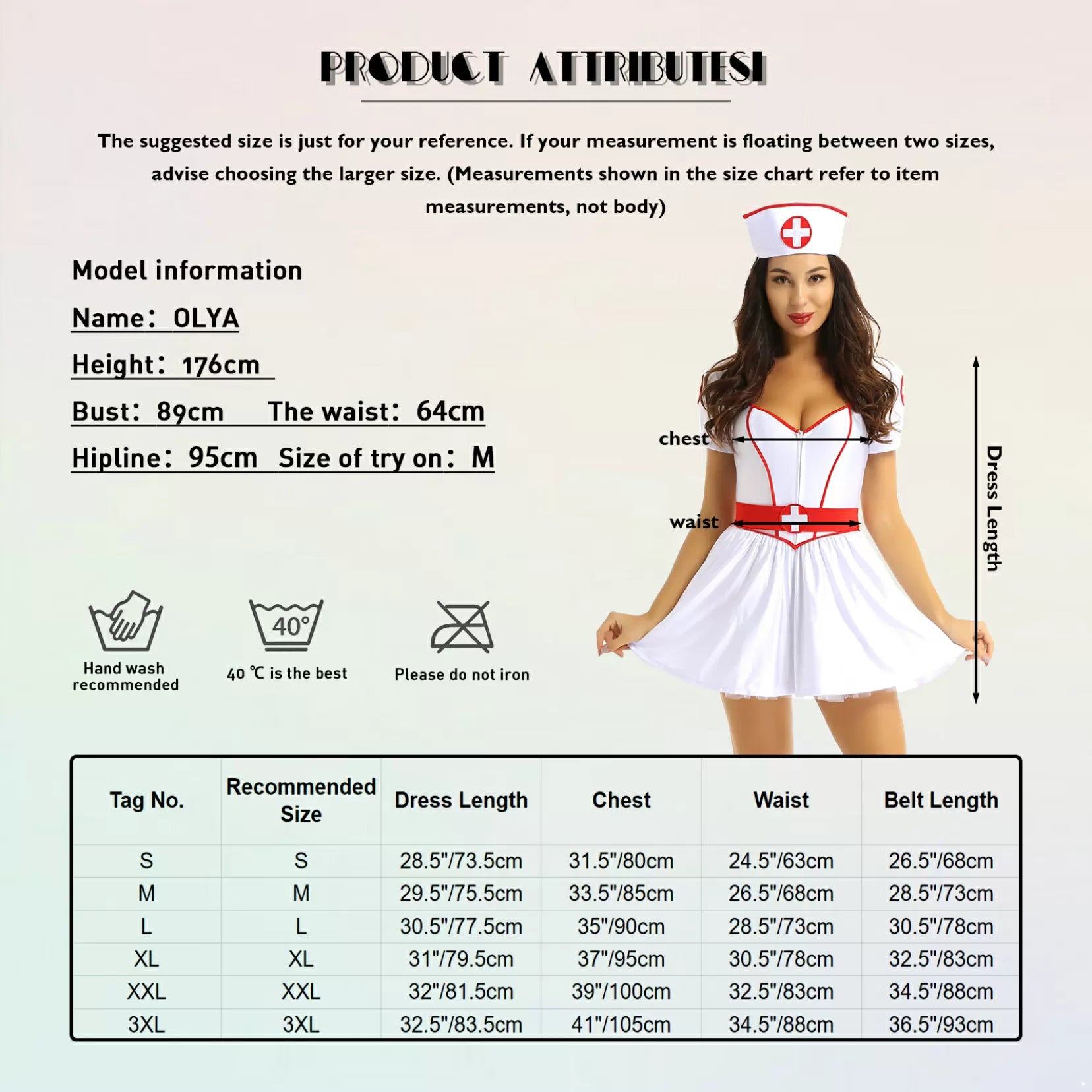 Costume da infermiera da donna a maniche corte con fascia e cintura