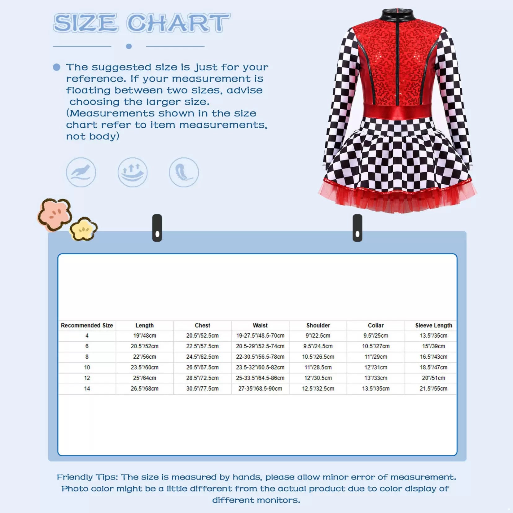 Kids Girls Sequin Checkerboard Racer Racing Driver Costume Dress