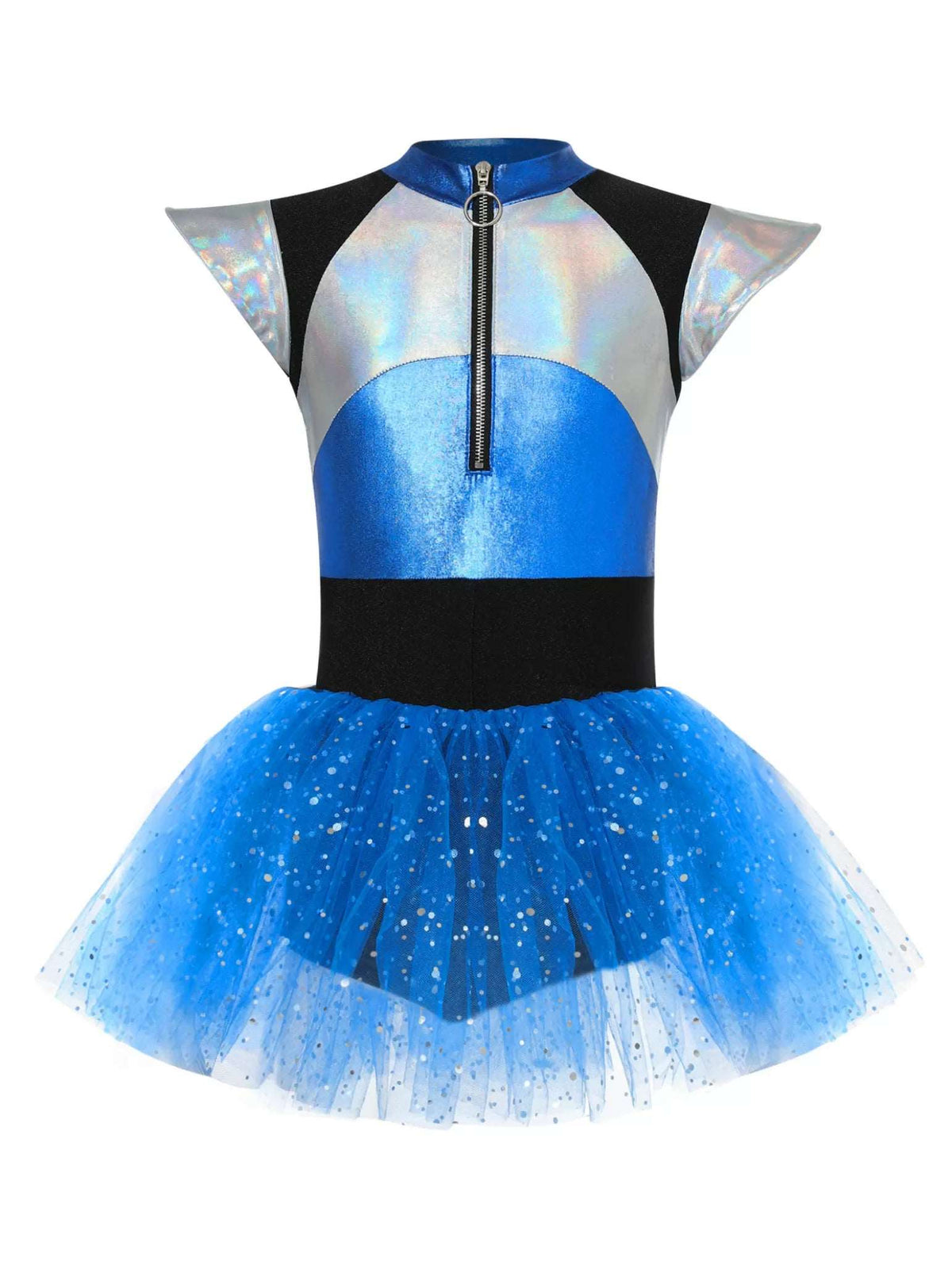 Kids Girls Alien Costume Flutter Sleeve Tutu Dress