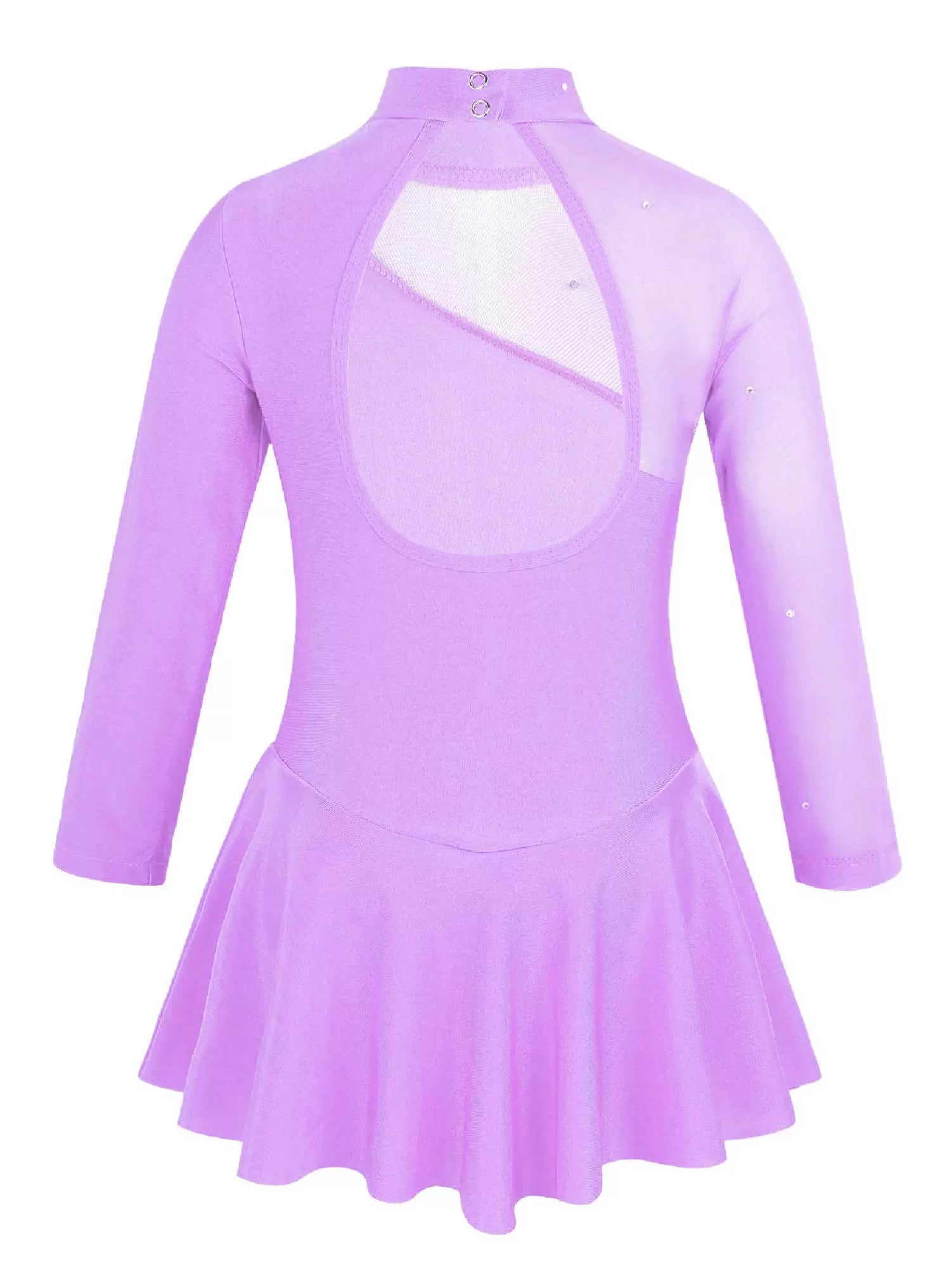 Kids Girls Long Sleeves Ruffle Figure Skating Leotard Dress