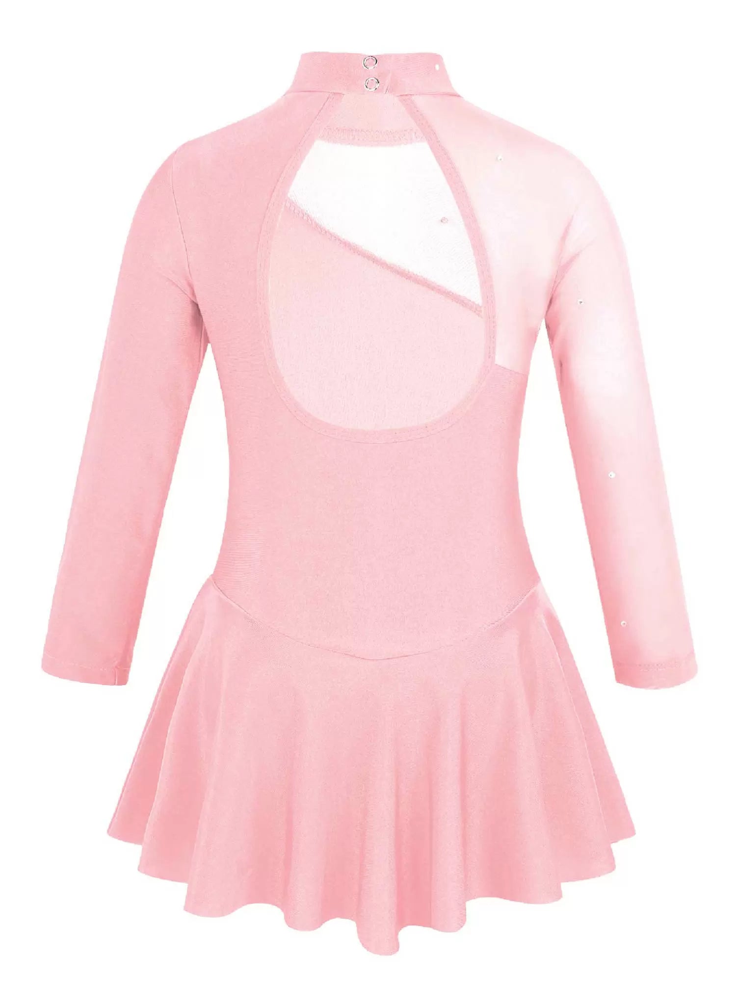 Kids Girls Long Sleeves Ruffle Figure Skating Leotard Dress