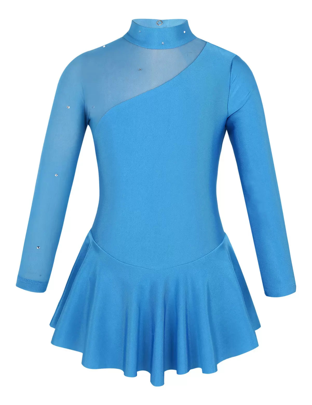 Kids Girls Long Sleeves Ruffle Figure Skating Leotard Dress