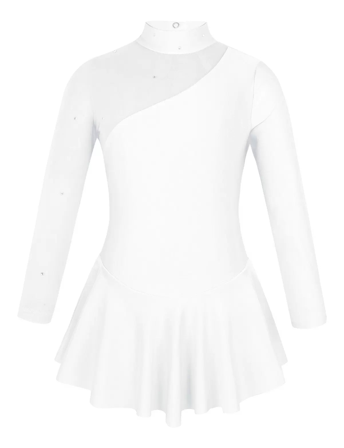 Kids Girls Long Sleeves Ruffle Figure Skating Leotard Dress