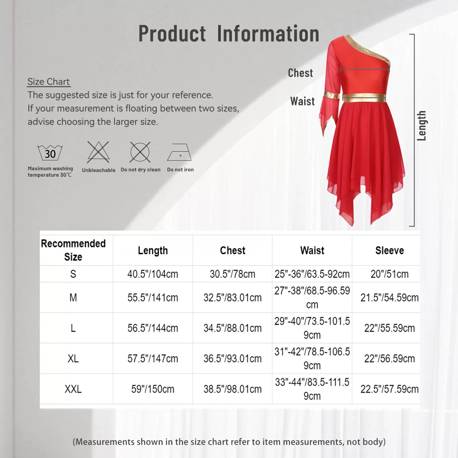 Women One Shoulder Asymmetrical Hem Liturgical Worship Dance Dress