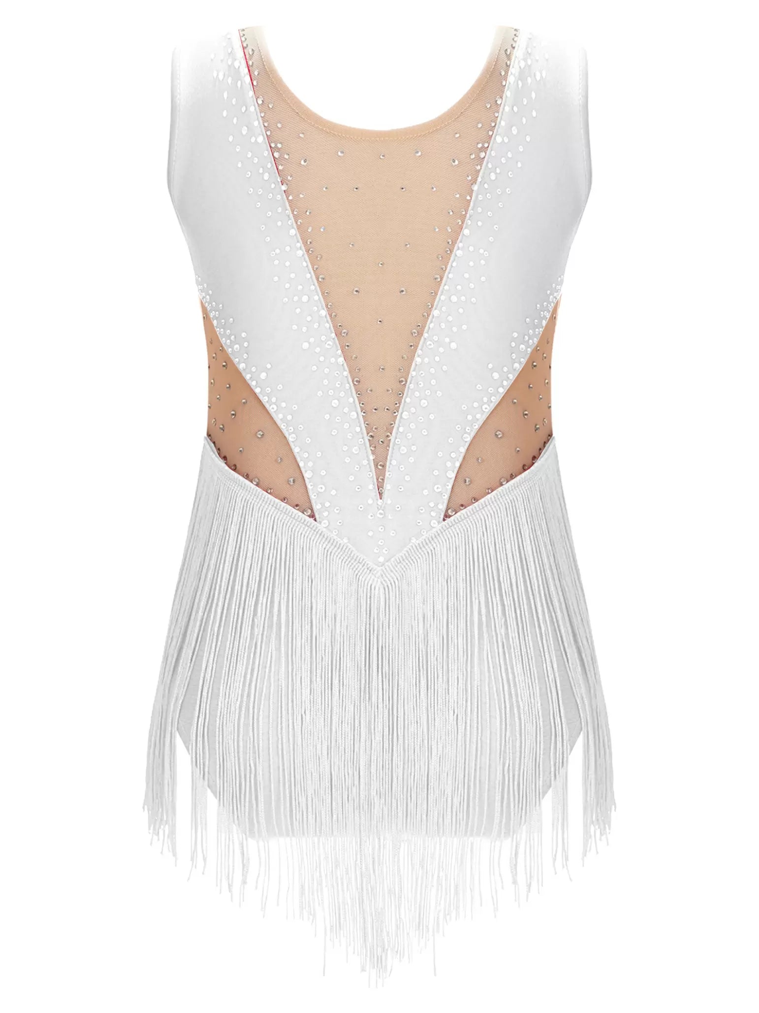 Kids Girls Sleeveless Tassel Figure Skating Leotard