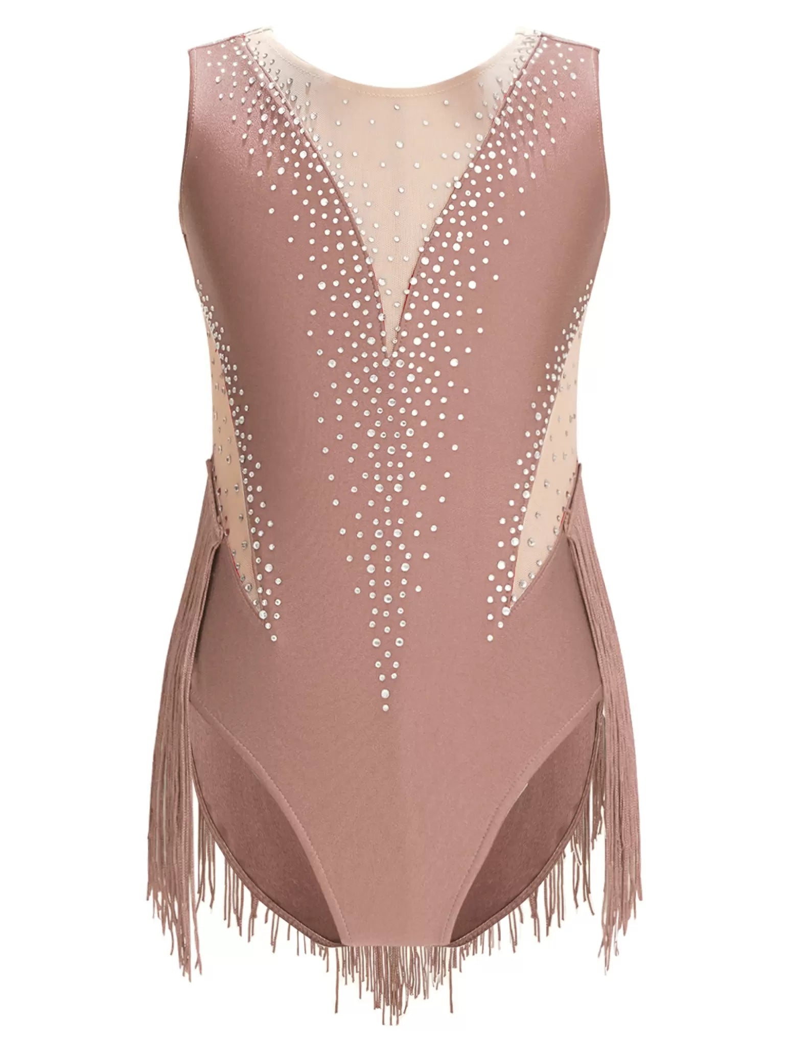 Kids Girls Sleeveless Tassel Figure Skating Leotard