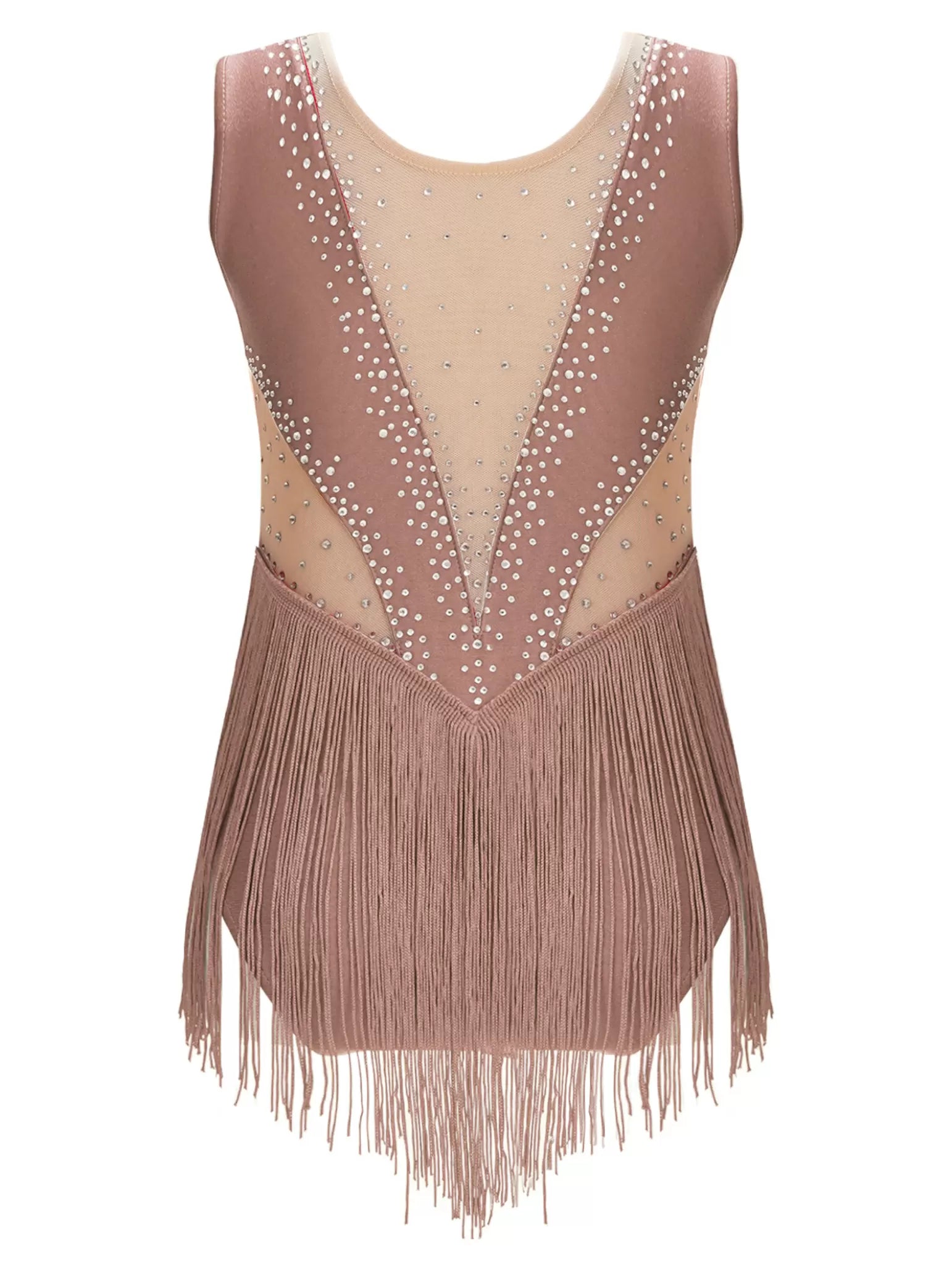 Kids Girls Sleeveless Tassel Figure Skating Leotard