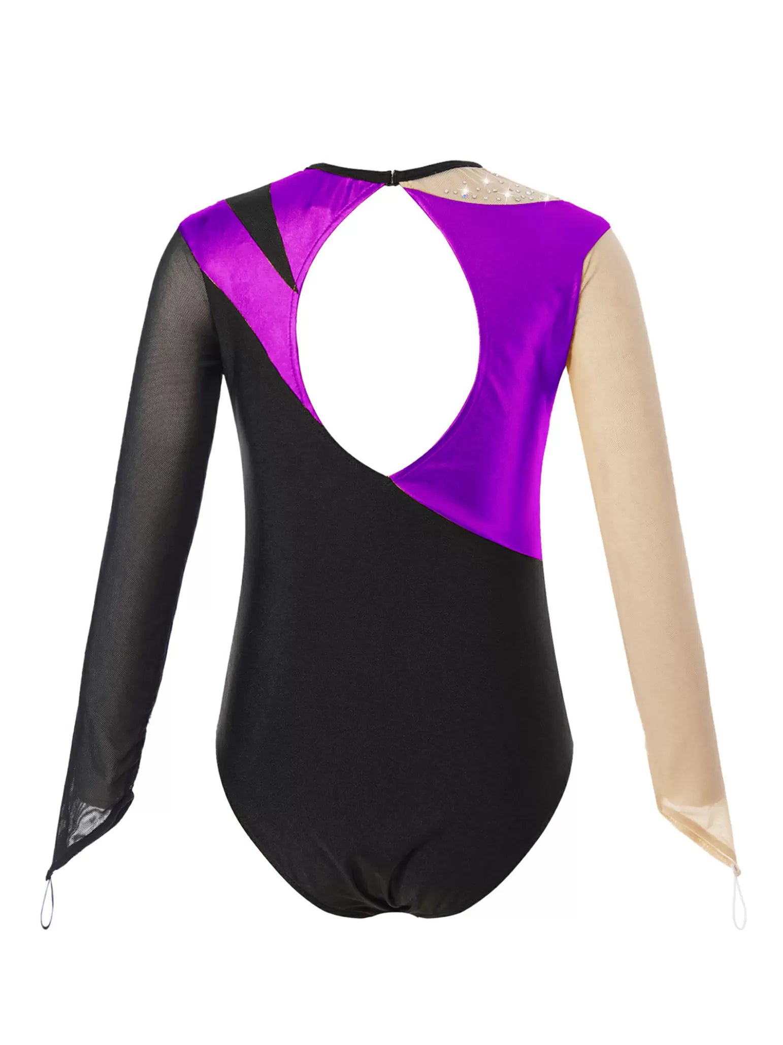 Kids Girls Long Sleeves Color Block Gymnastic Leotard