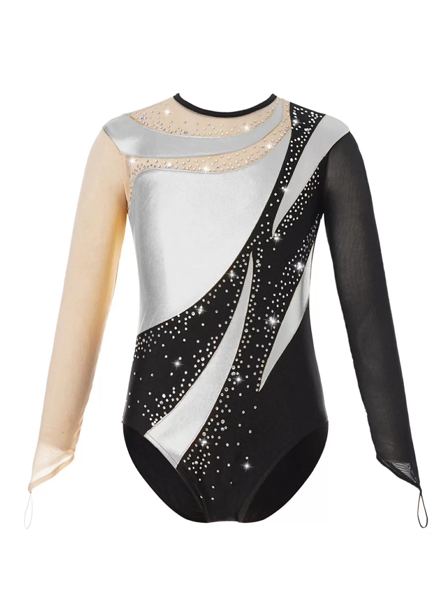 Kids Girls Long Sleeves Color Block Gymnastic Leotard