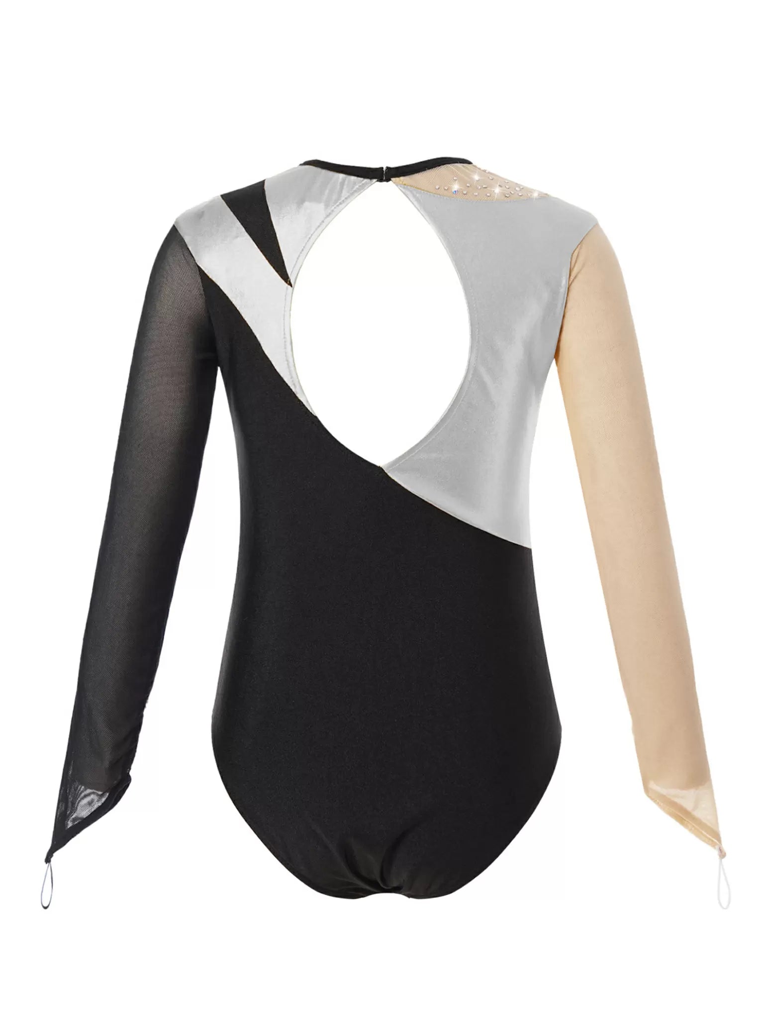 Kids Girls Long Sleeves Color Block Gymnastic Leotard