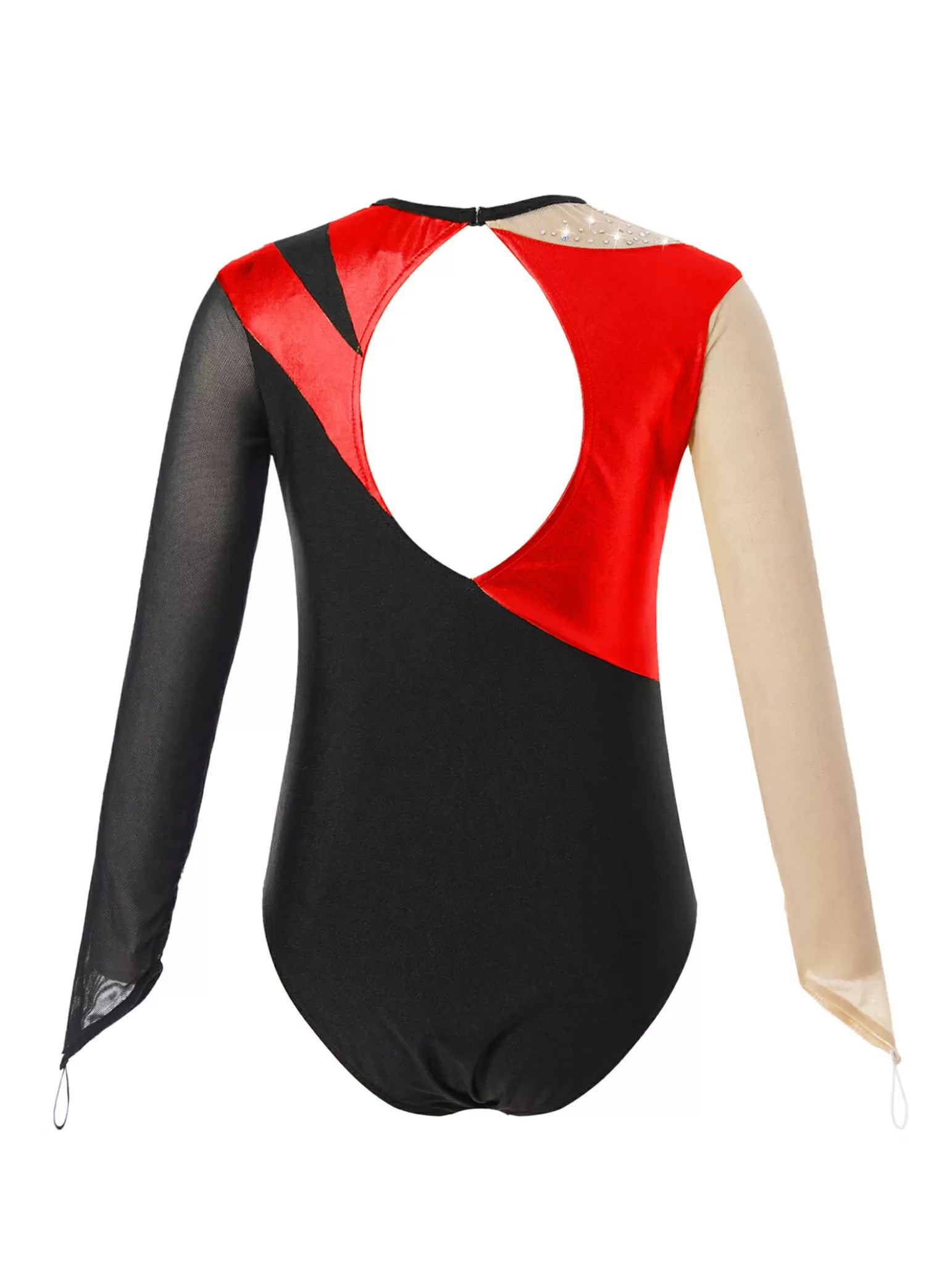 Kids Girls Long Sleeves Color Block Gymnastic Leotard