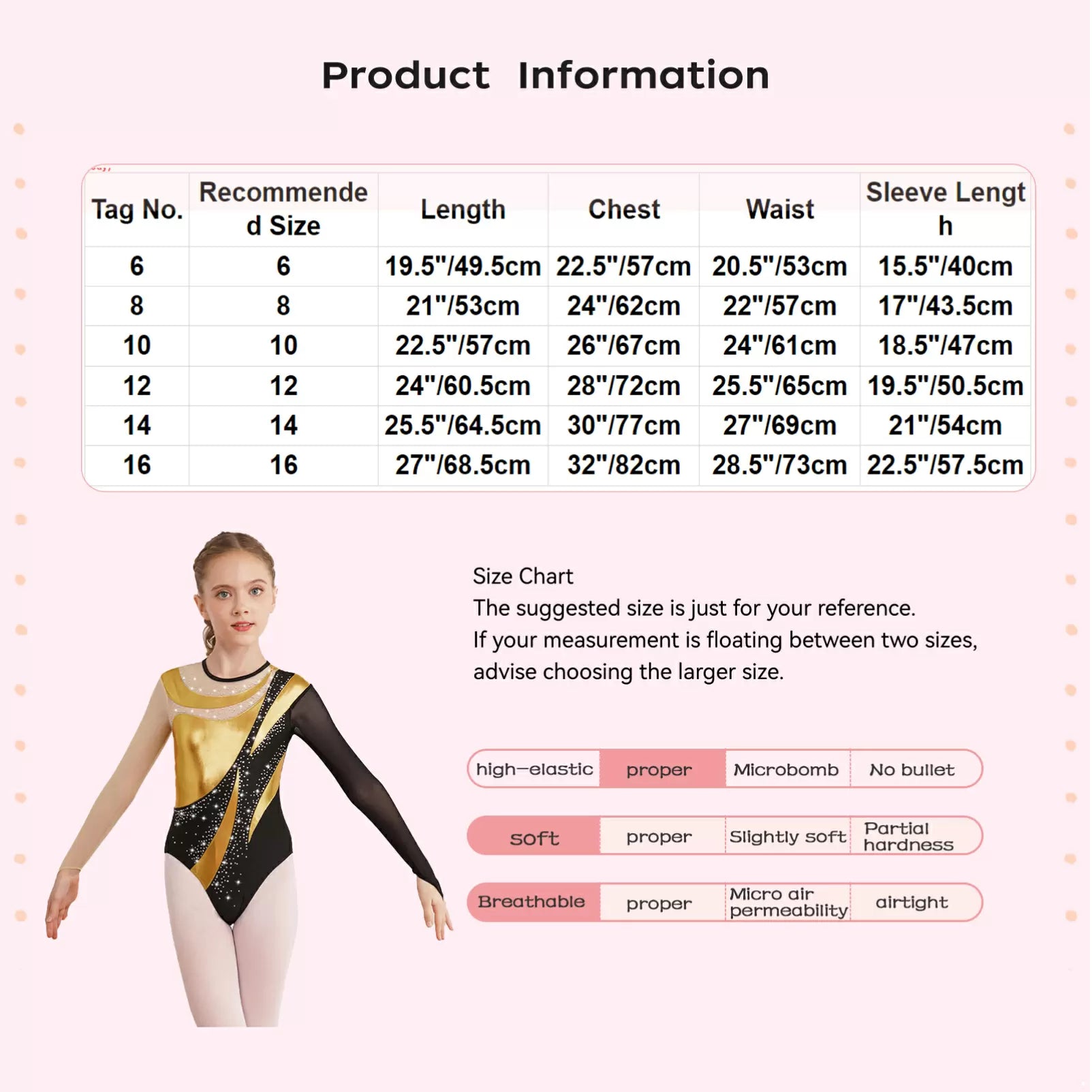 Kids Girls Long Sleeves Color Block Gymnastic Leotard